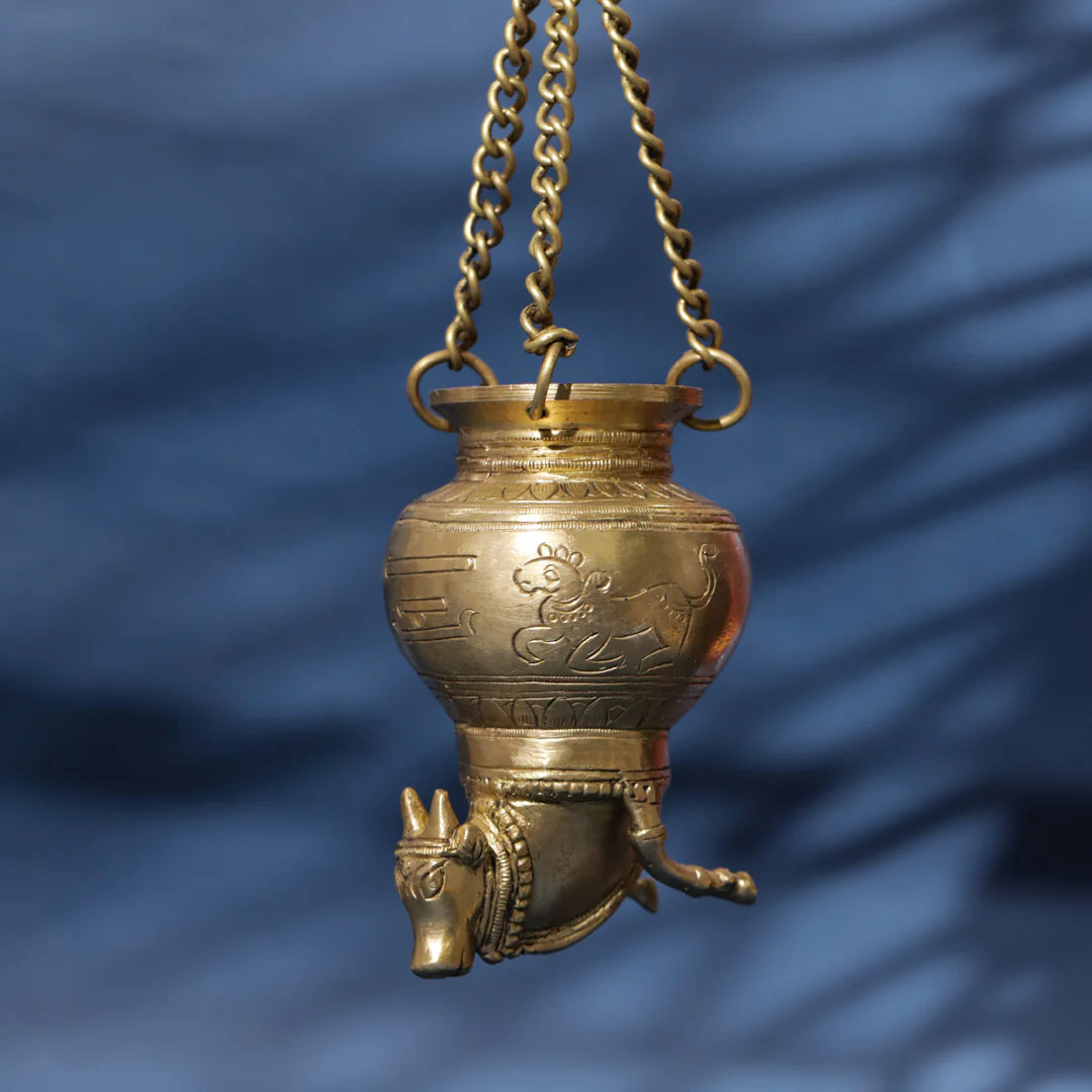 Divine Brass Nandi Gangajali Sacred Vessel of Devotion & Purity (9-Inch)