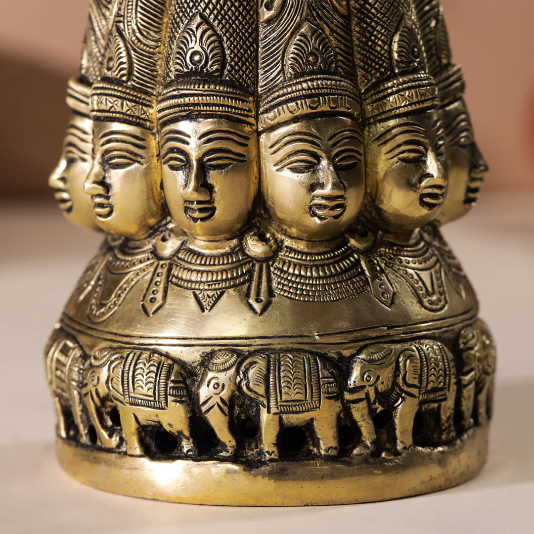 Brass Shiva Multiple Head Mukhlingam Idol (7.5 Inch) - Image 4
