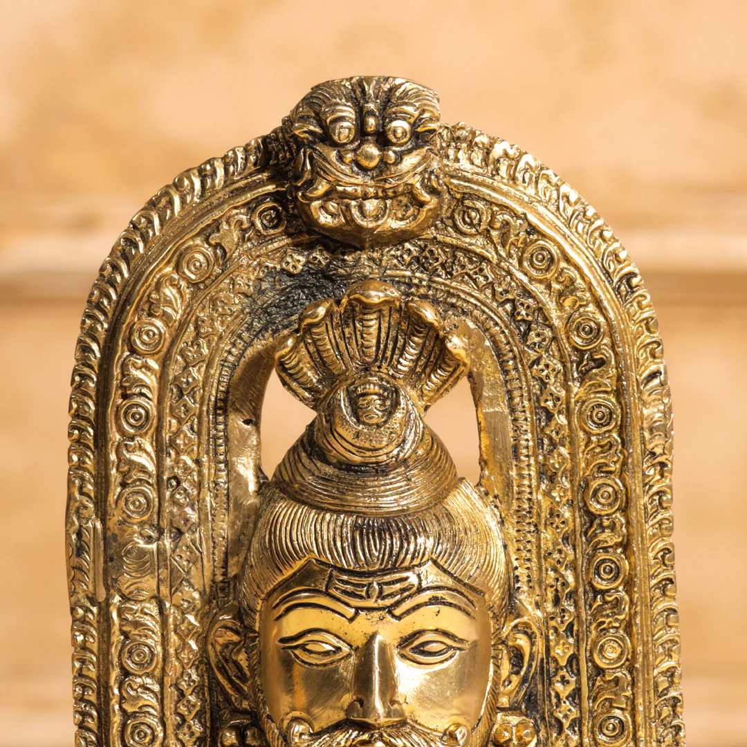 Brass Shiva Head Idol With Kirtimukha (8.5 Inch) - Image 3