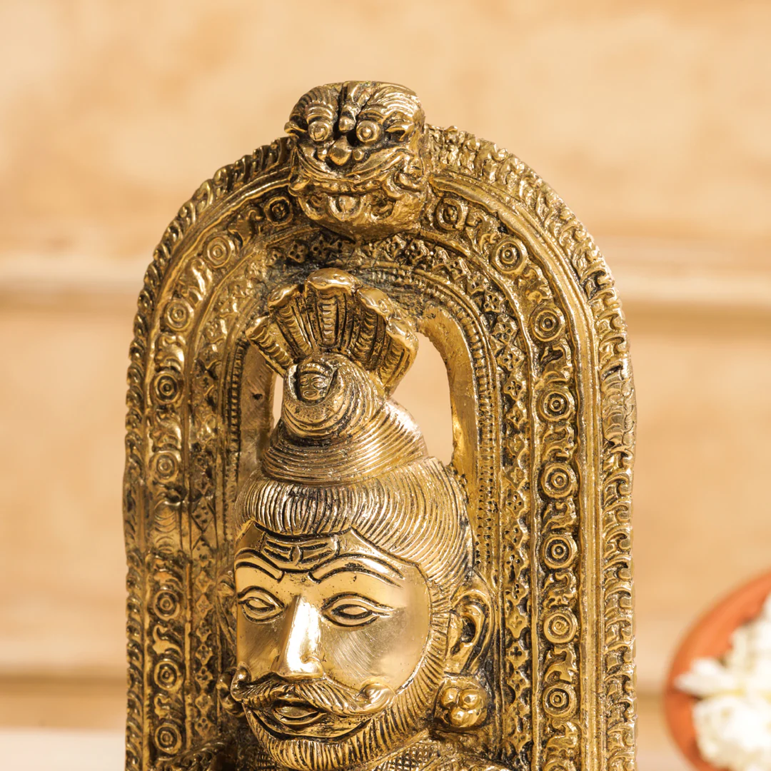 Brass Shiva Head Idol With Kirtimukha (8.5 Inch) - Image 6