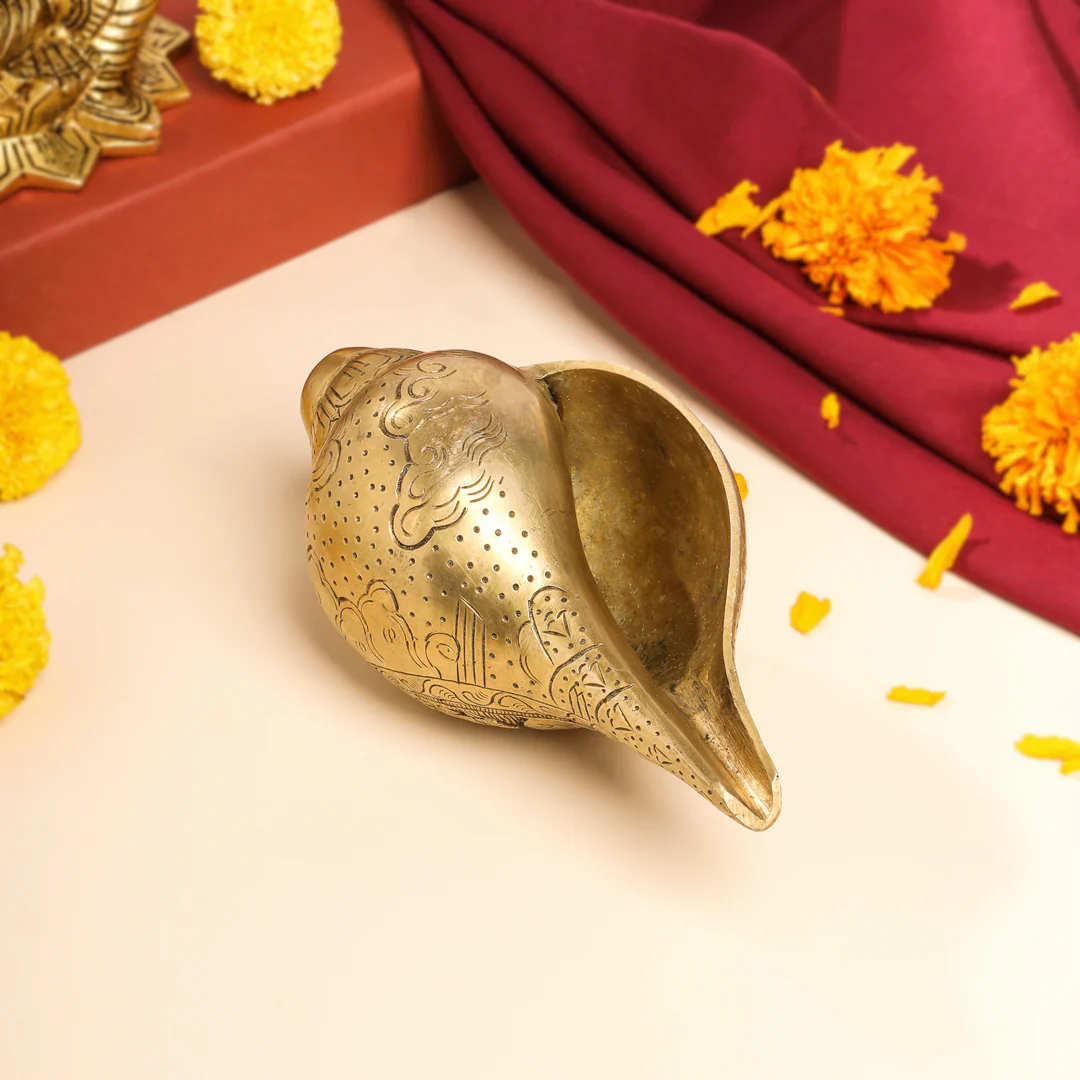 Brass Lord Ganesha Conch (3.2 Inch) - Image 3