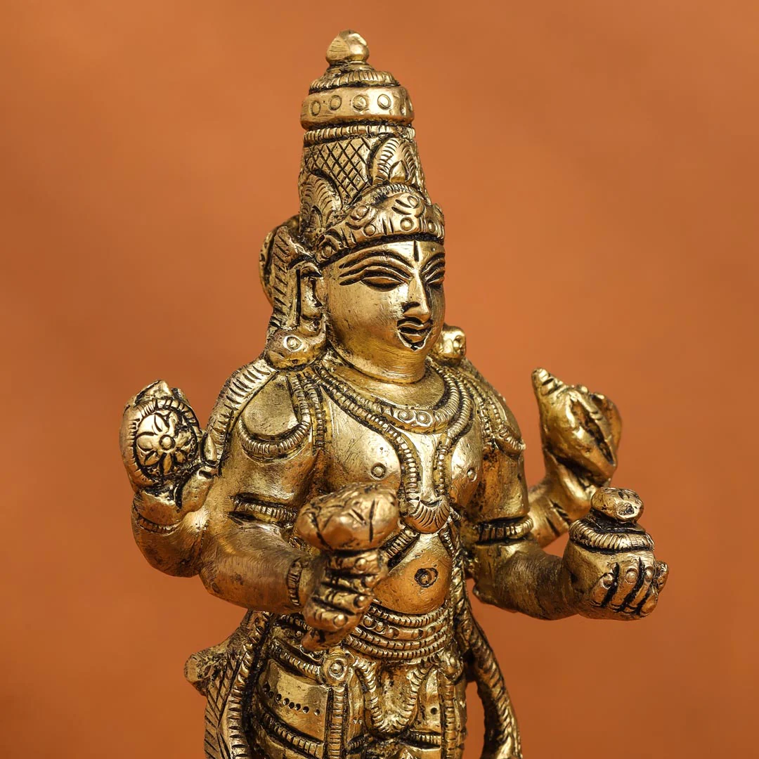 Brass Lord Dhanvantari Idol (6.5 Inch) - Image 3