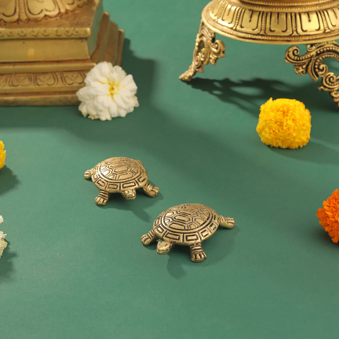 Brass Tortoise Vastu/Feng Shui Pair (0.5 Inch) - Image 2