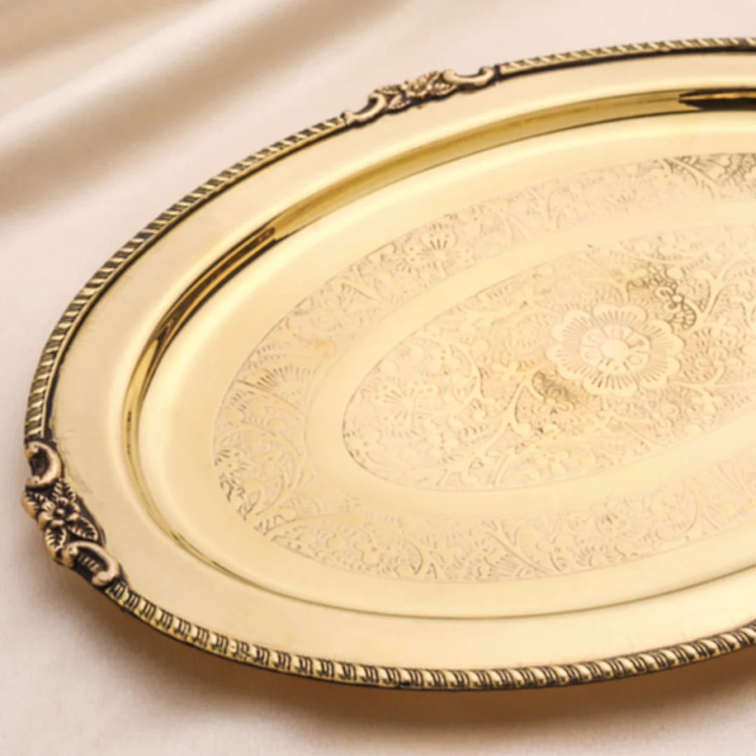 Brass Handcrafted Oval Tray - Image 4