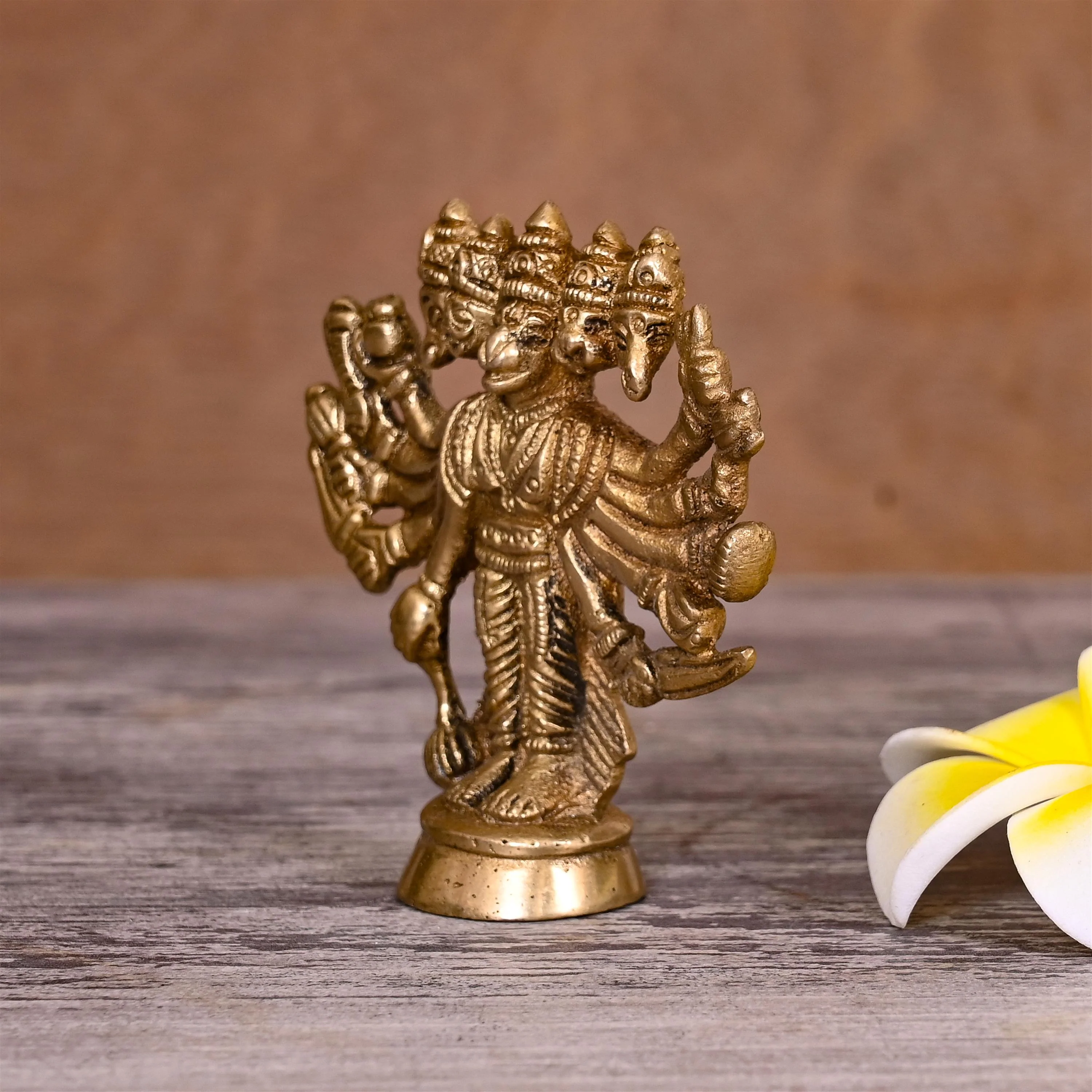 Brass Panchmukhi Hanuman Idol (4 Inch) - Image 8