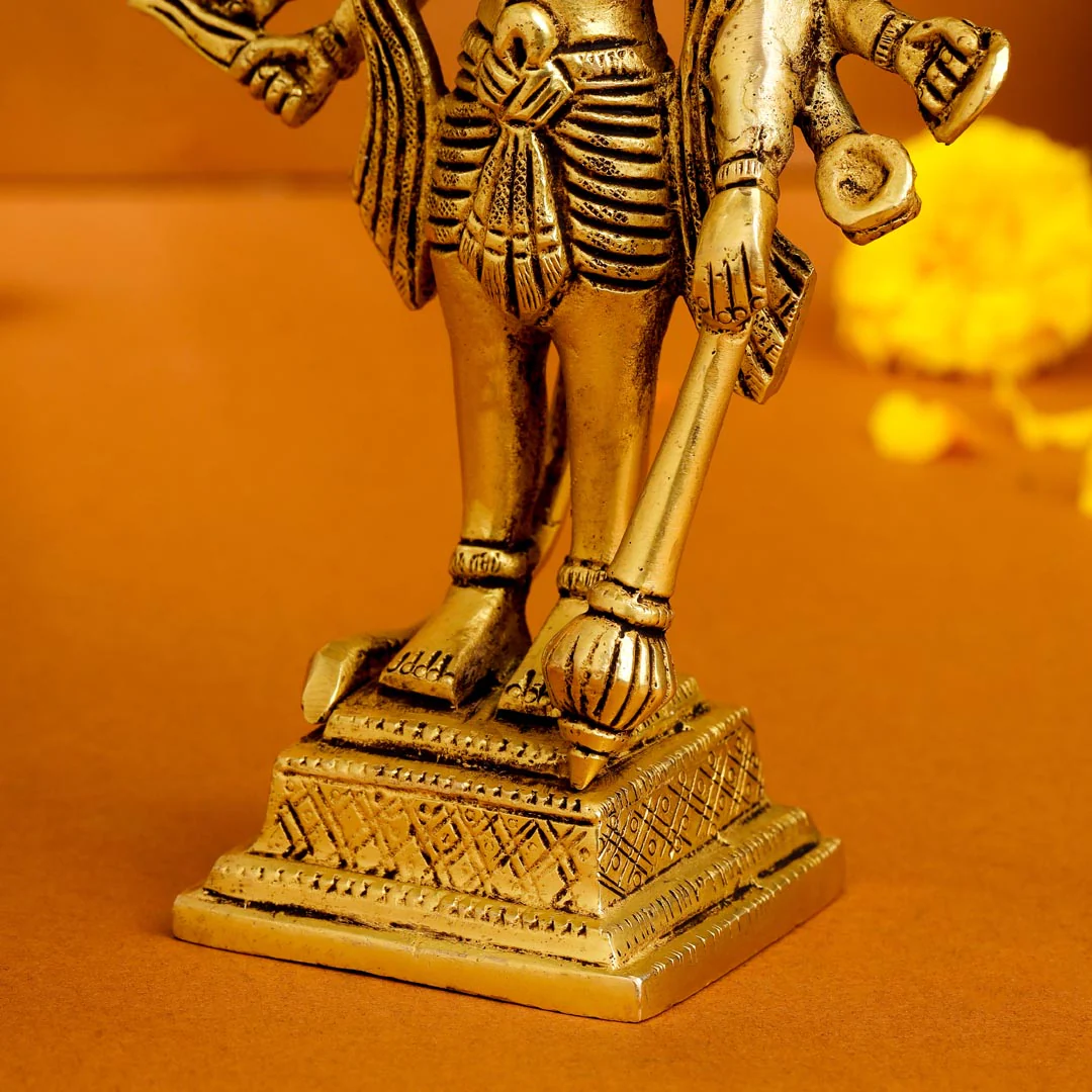 Brass Panchmukhi Standing Hanuman Idol (6.5 Inch) - Image 7