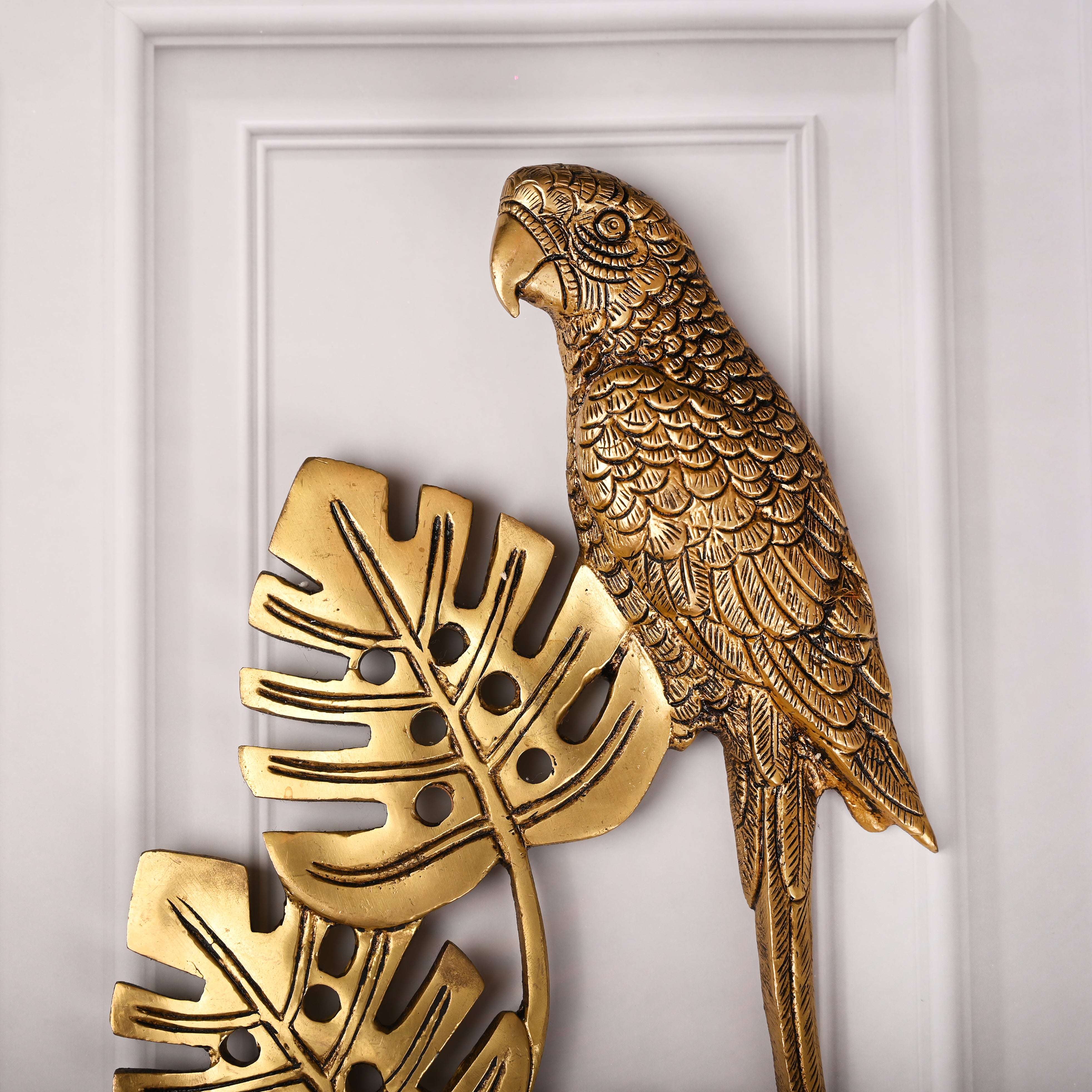 Brass Handcrafted Parrot Wall Hanging Pair – Traditional Brass Decor (12.5 Inch) - Image 5