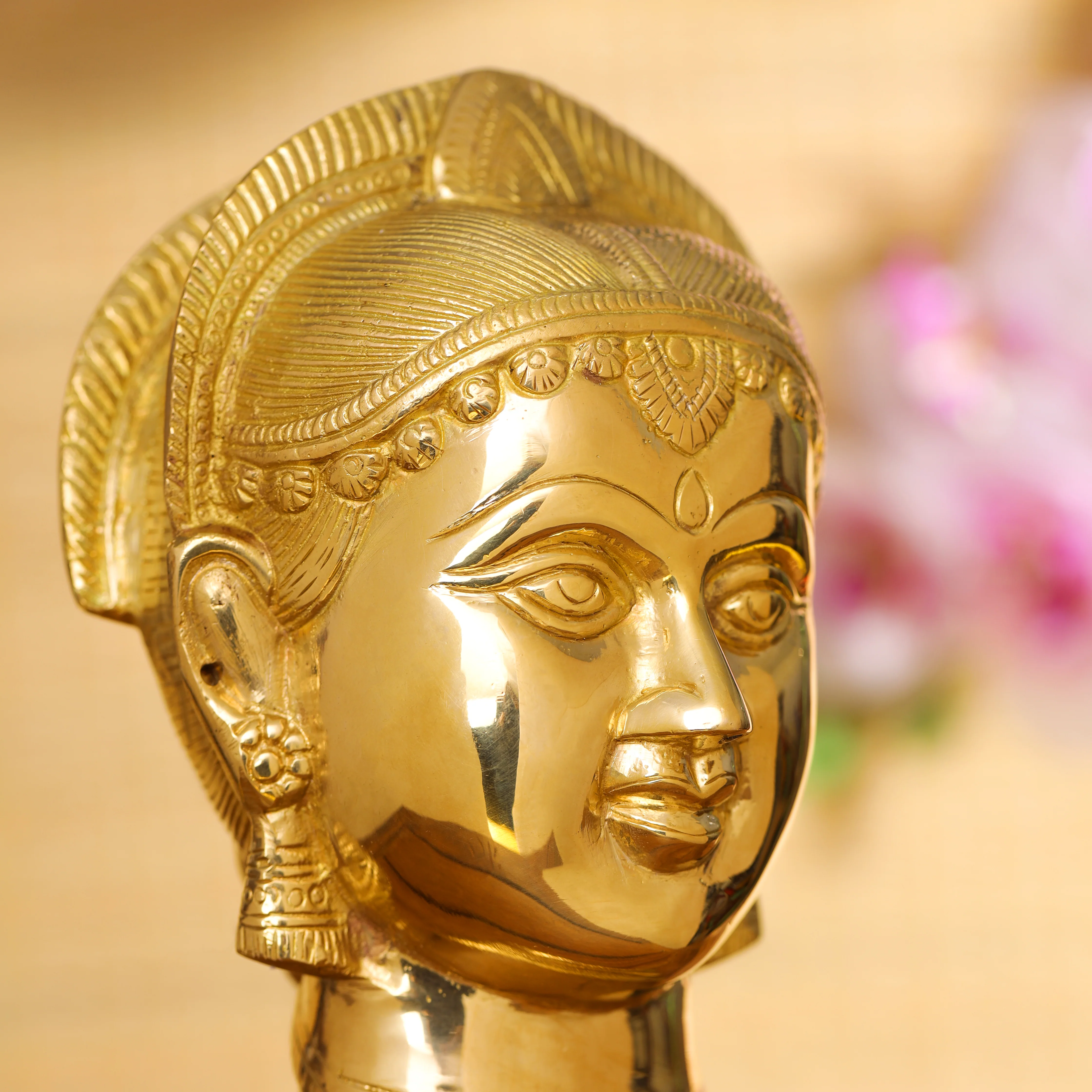 Brass Goddess Parvati Head (7.5 Inch) - Image 2