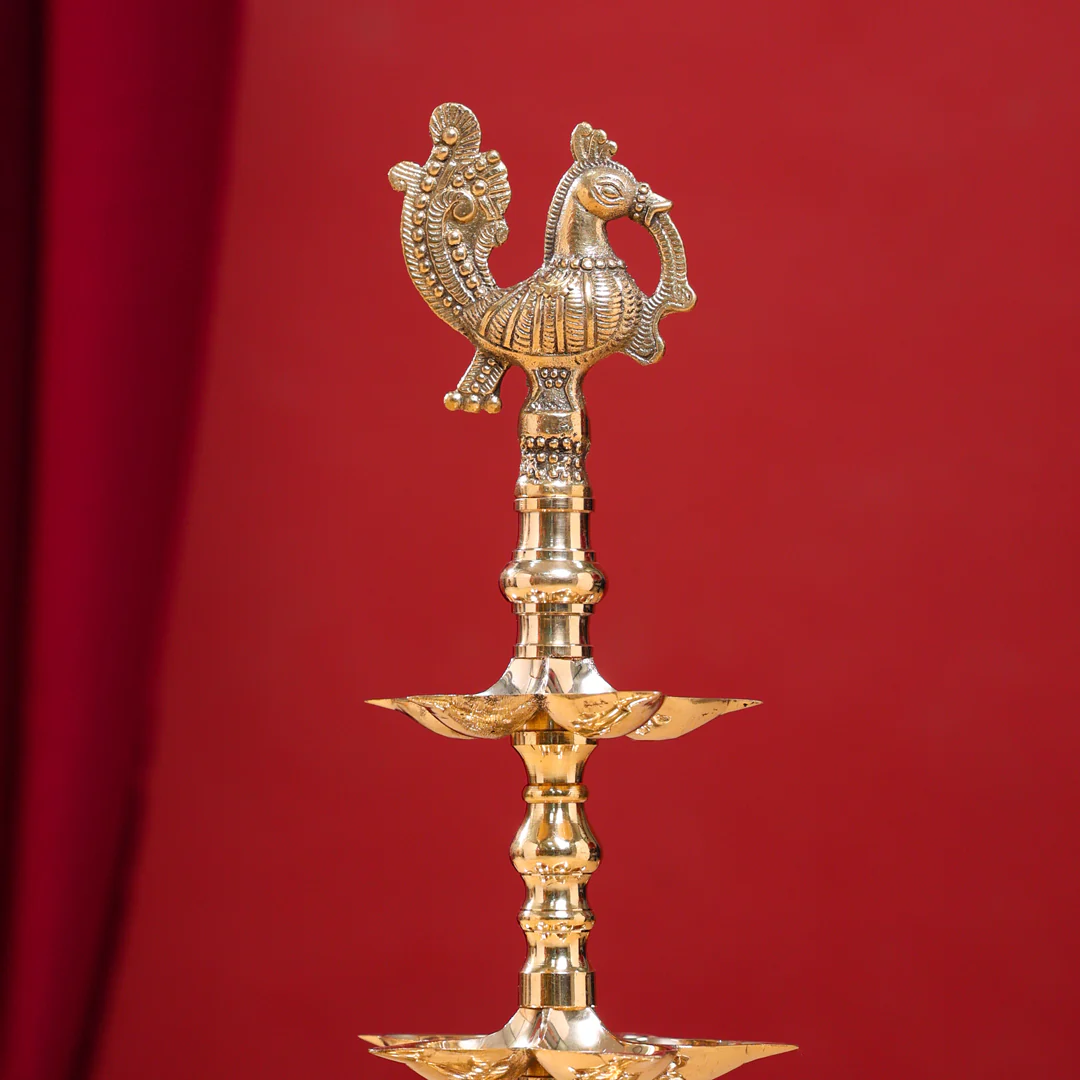 Brass Peacock Three Tier Lamp (21 Inch) - Image 2