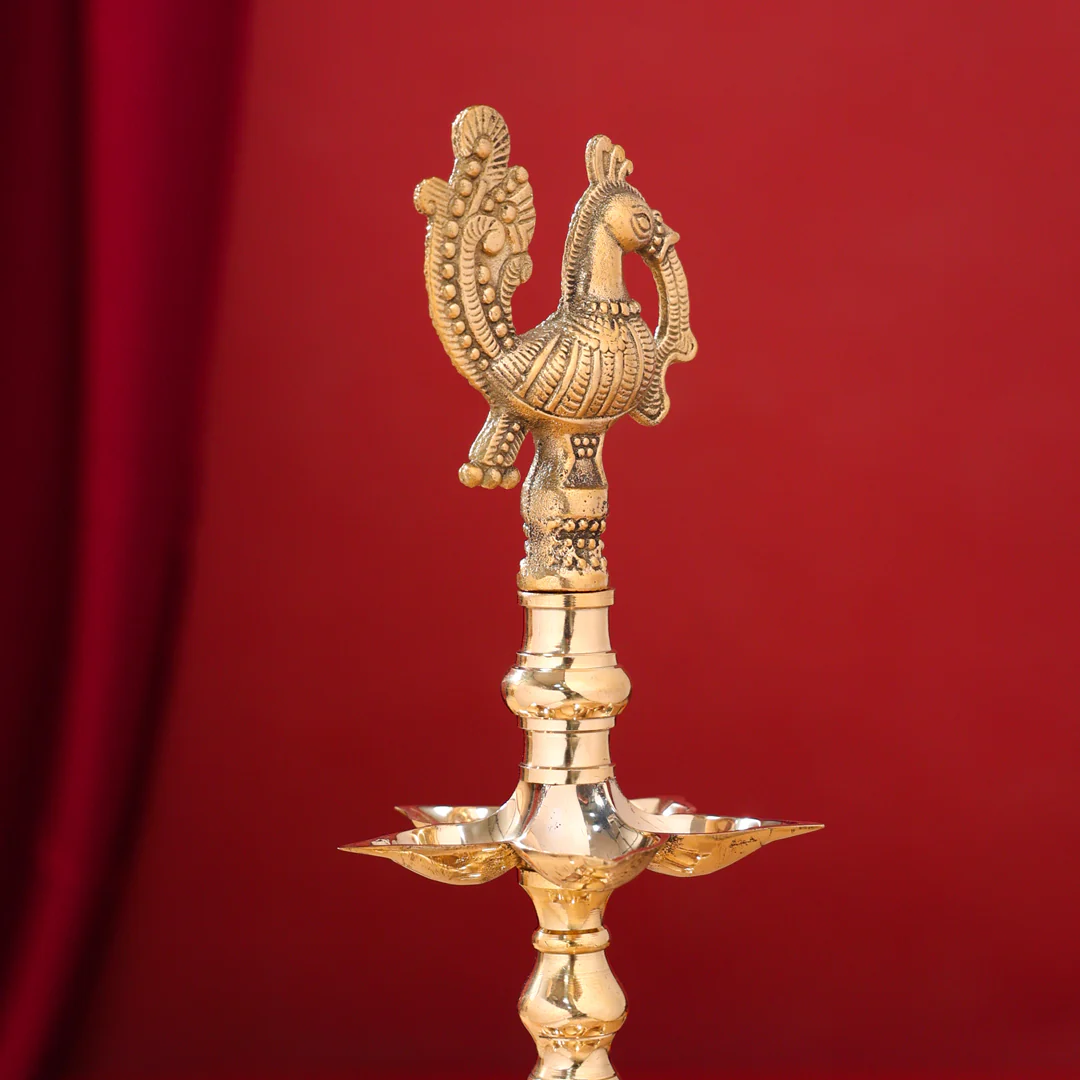 Brass Peacock Three Tier Lamp (21 Inch) - Image 6