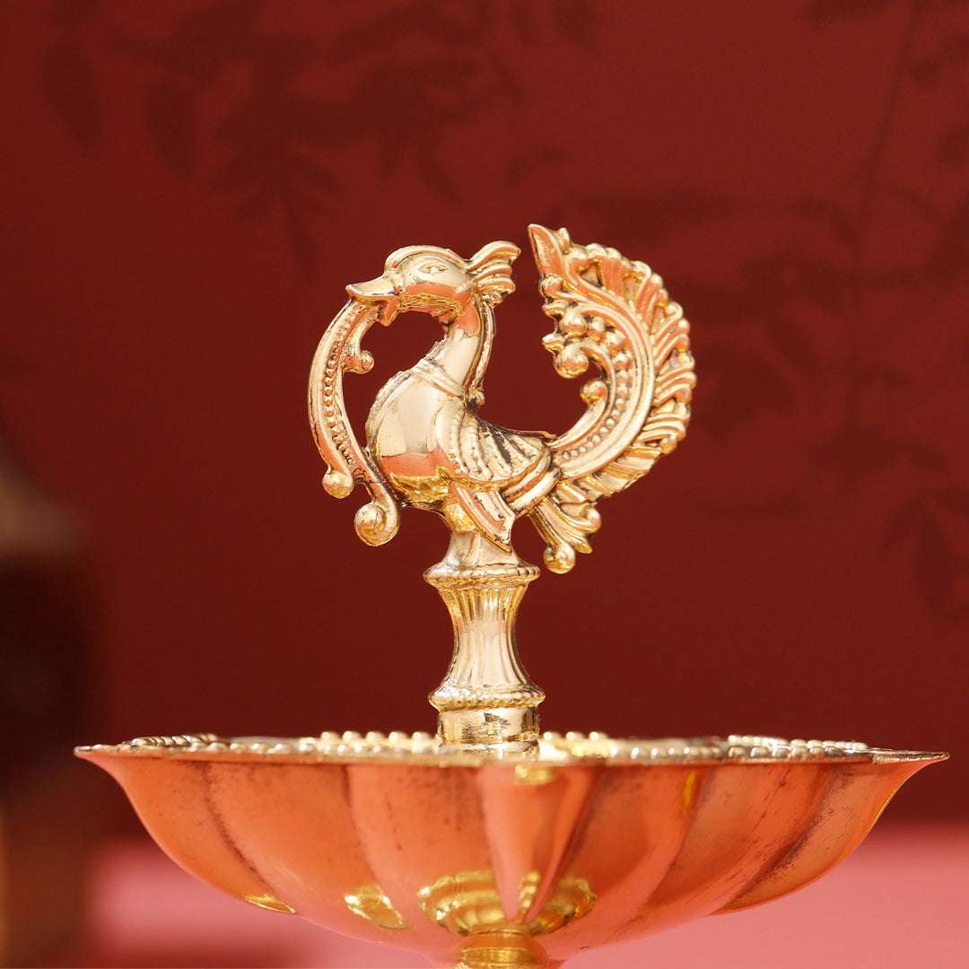 Brass Peacock Five Petal diya - Image 4