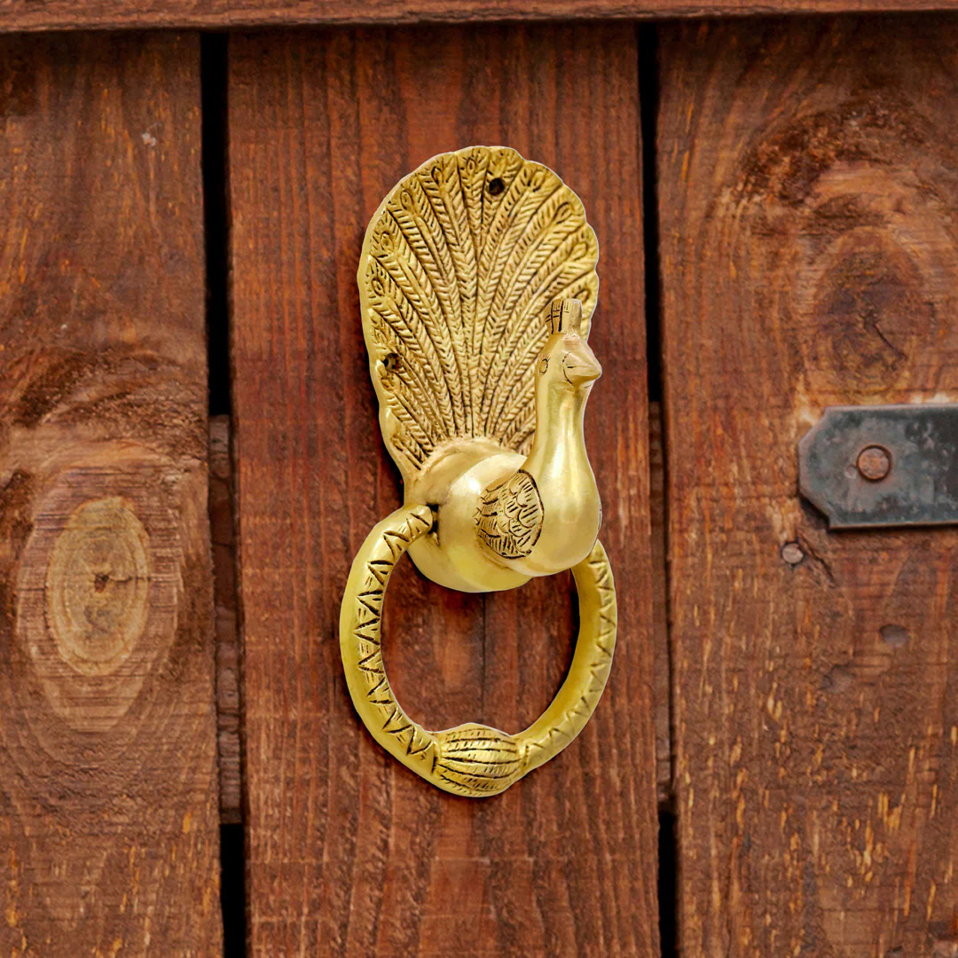 Brass Peacock Door Knocker (8 Inch) - Image 2