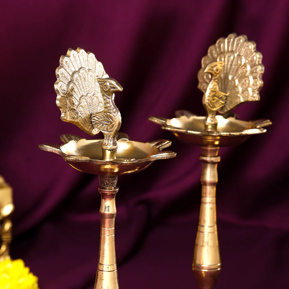 Brass Peacock Samai Pair (11 Inch) - Image 5