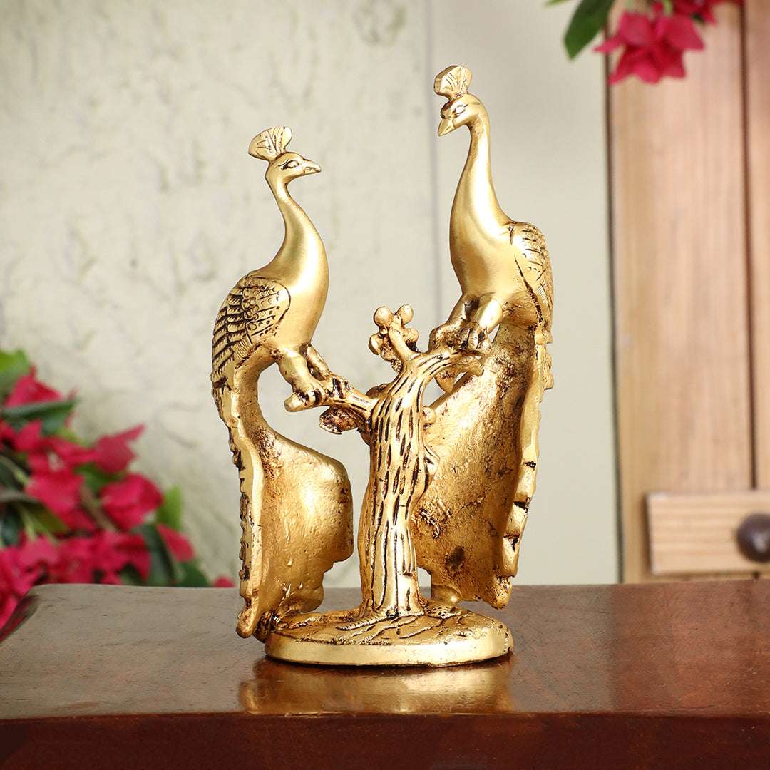 Brass Double Peacock Statue – Handcrafted Decorative Showpiece (7 Inch) - Image 6