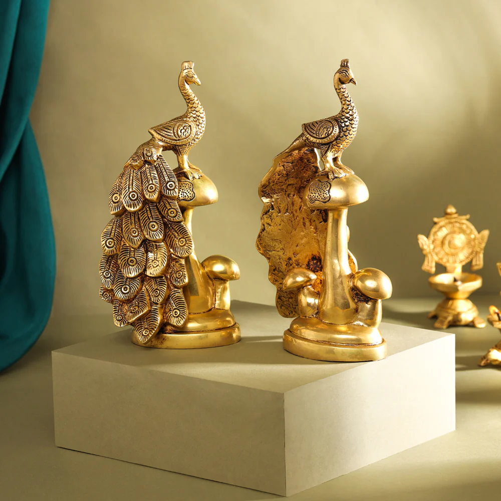 Brass Decorative Peacock Pair (8.5 Inch) - Image 5