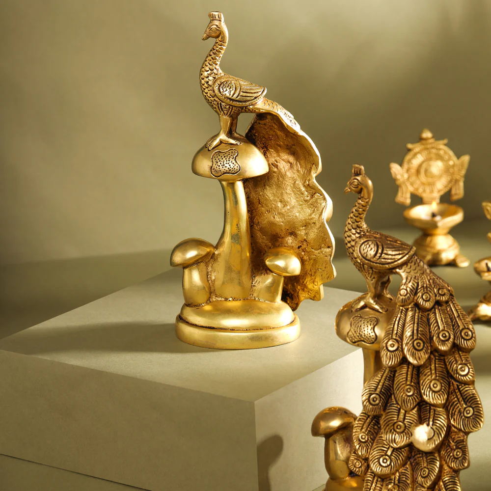 Brass Decorative Peacock Pair (8.5 Inch) - Image 6