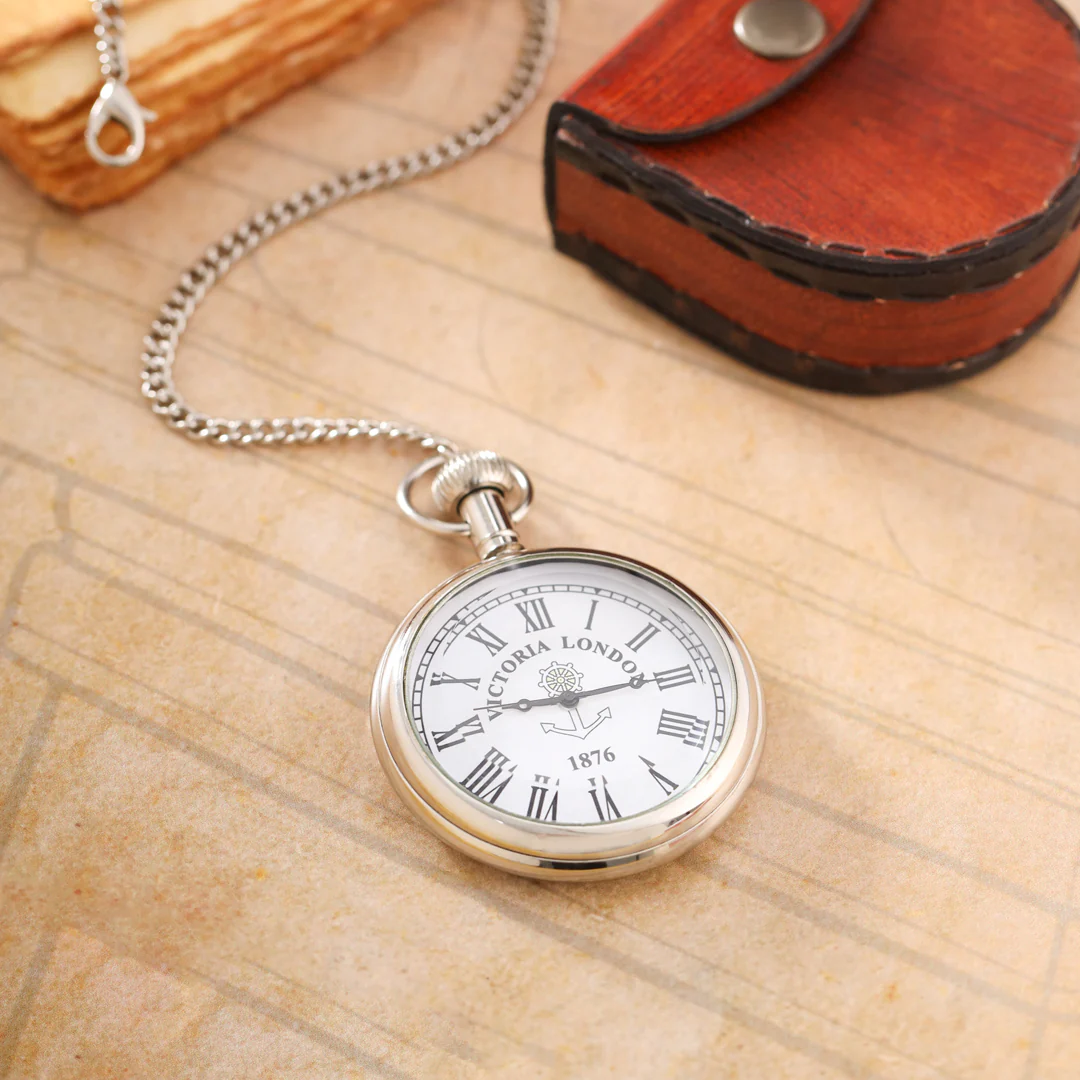 Brass Pocket Watch With Leahther Pouch (2 Inch) - Image 7