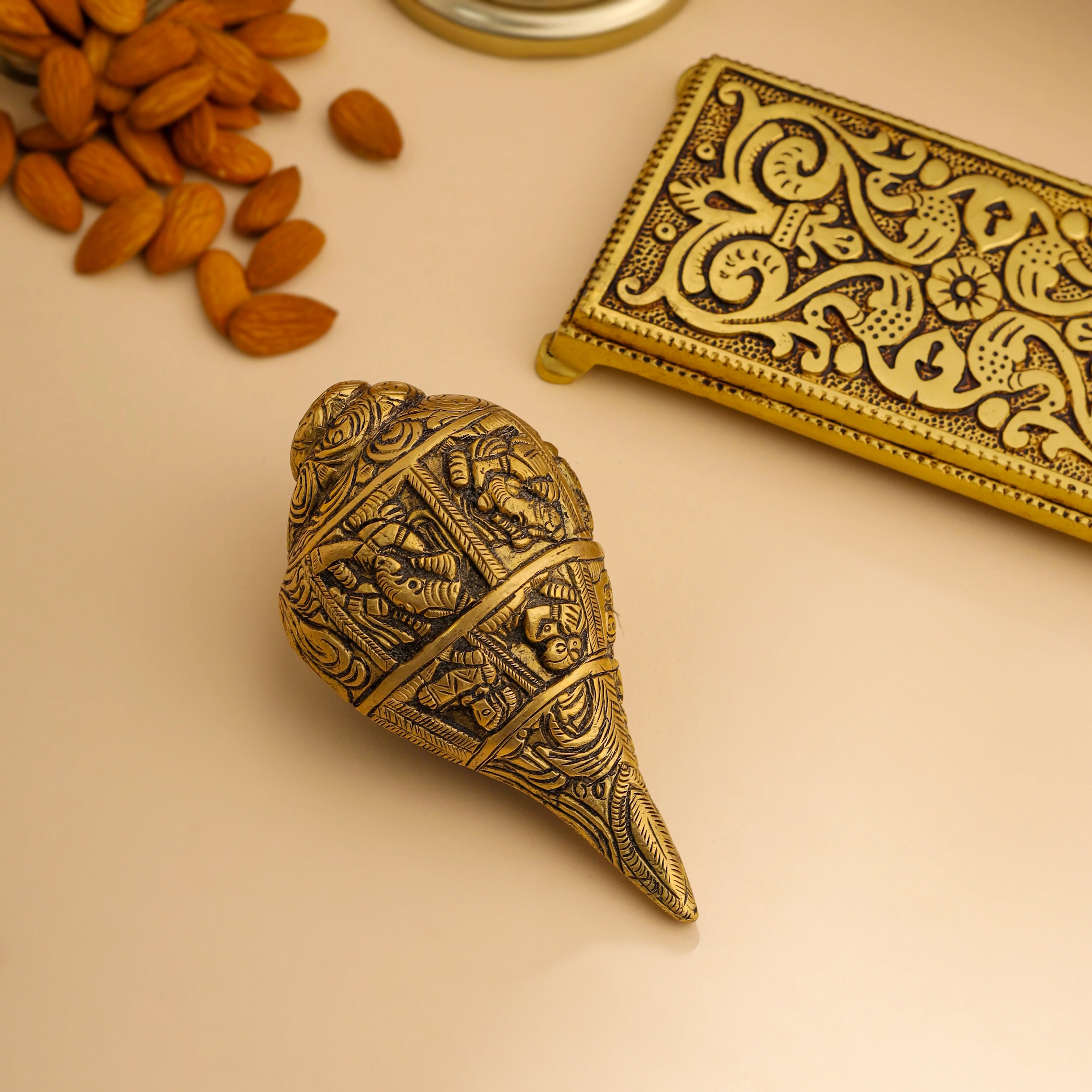 Premium Brass Chowki & Ganesh Conch House Warming Gift Hamper - Image 5