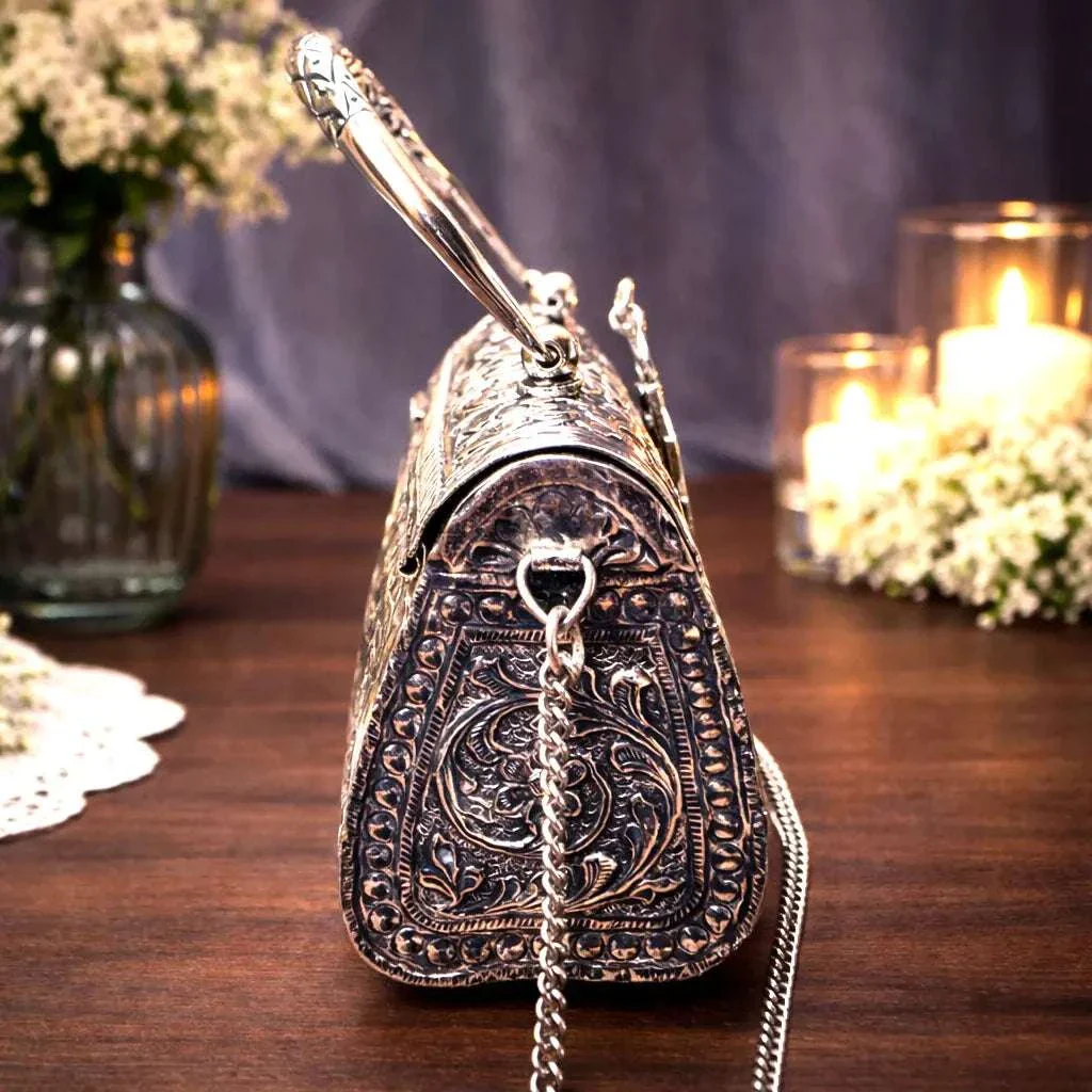 Brass Silver Plated Purse / Clutch bag (8.5 Inch) - Image 8