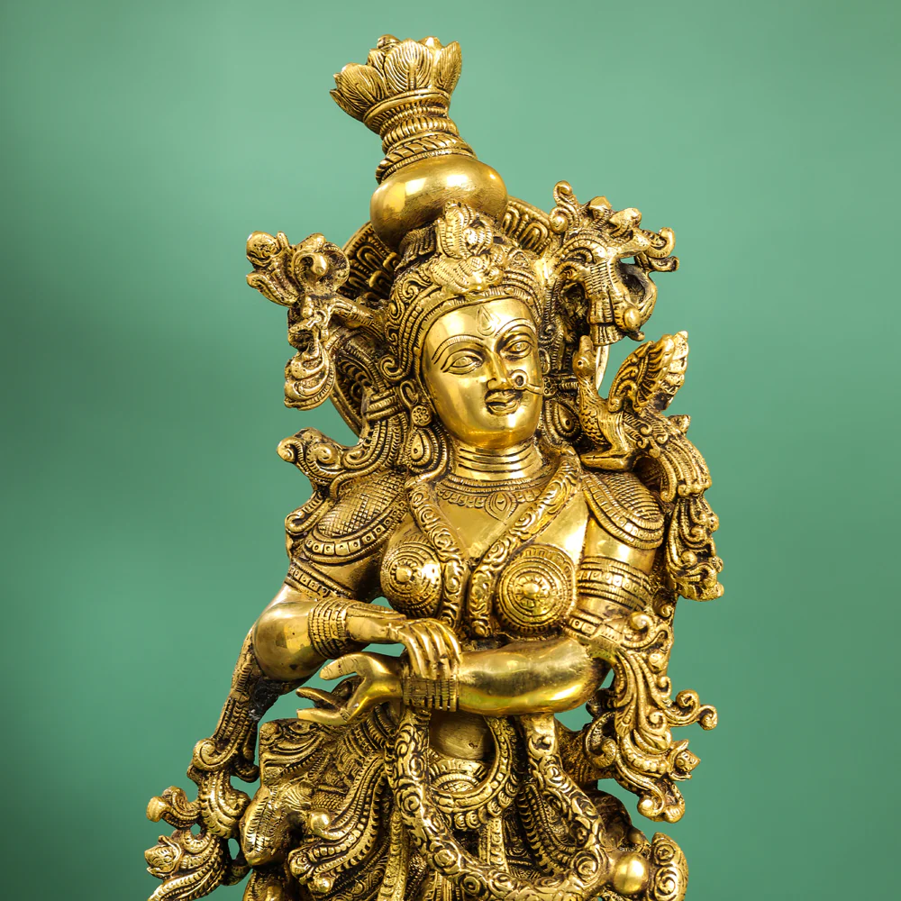 Brass Goddess Standing Radha Statue (30 Inch) - Image 4