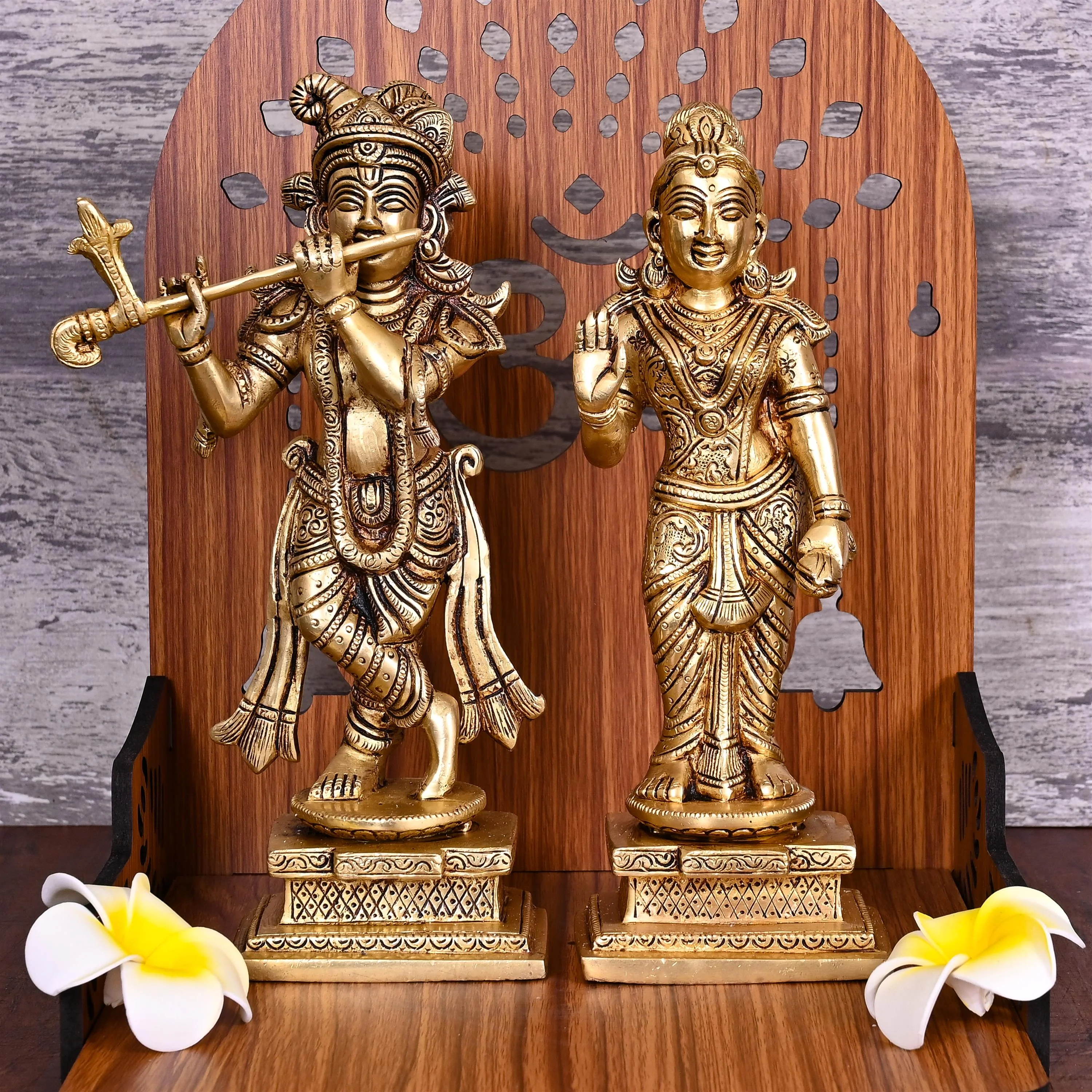 Brass Standing Radha Krishna Idols Set (9.5 Inch)