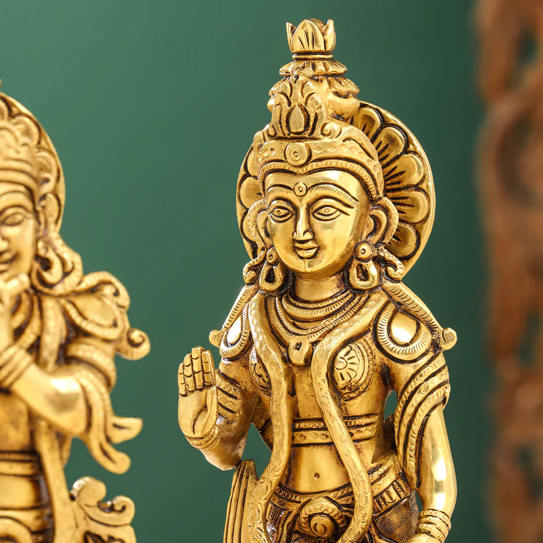 Brass Superfine Standing Radha krishna Idols Set (12 Inch) - Image 6