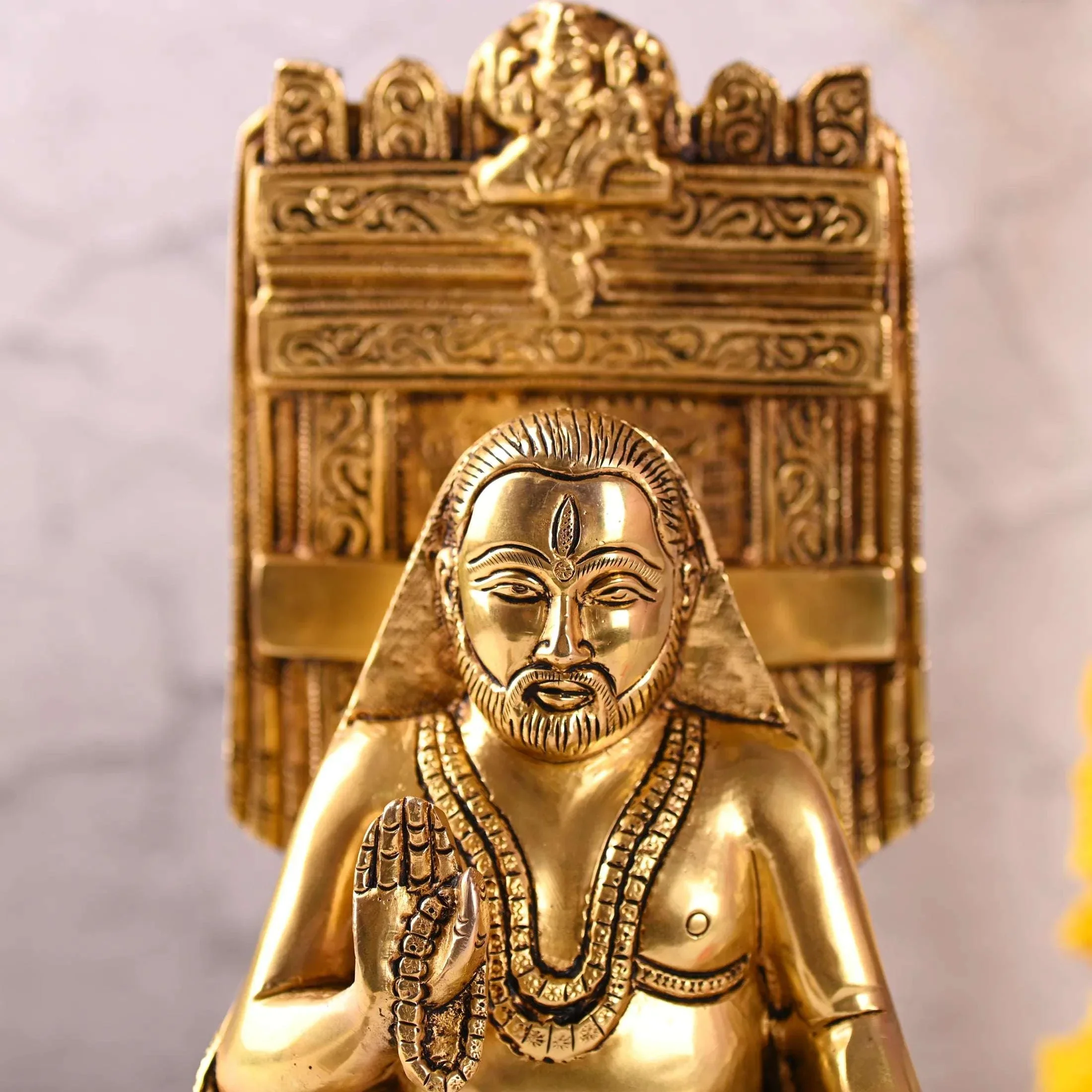 Brass Sitting Raghavendra Swamy Idol (10.5 Inch) - Image 6