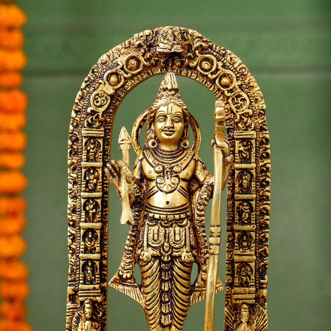 Brass Lord Ram Idol – Traditional Ram Darbar Style Statue - Image 3