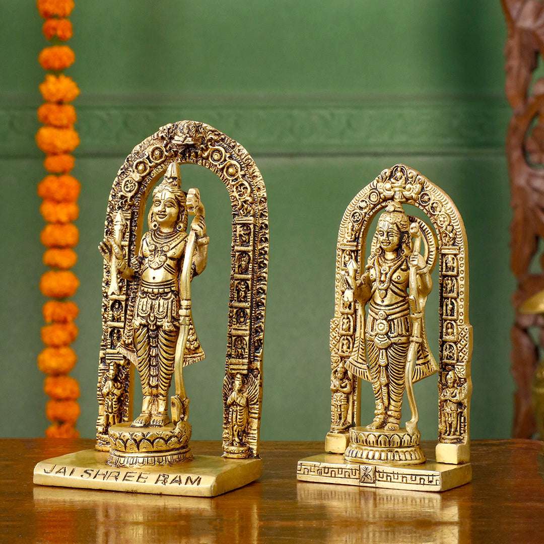Brass Lord Ram Idol – Traditional Ram Darbar Style Statue - Image 7
