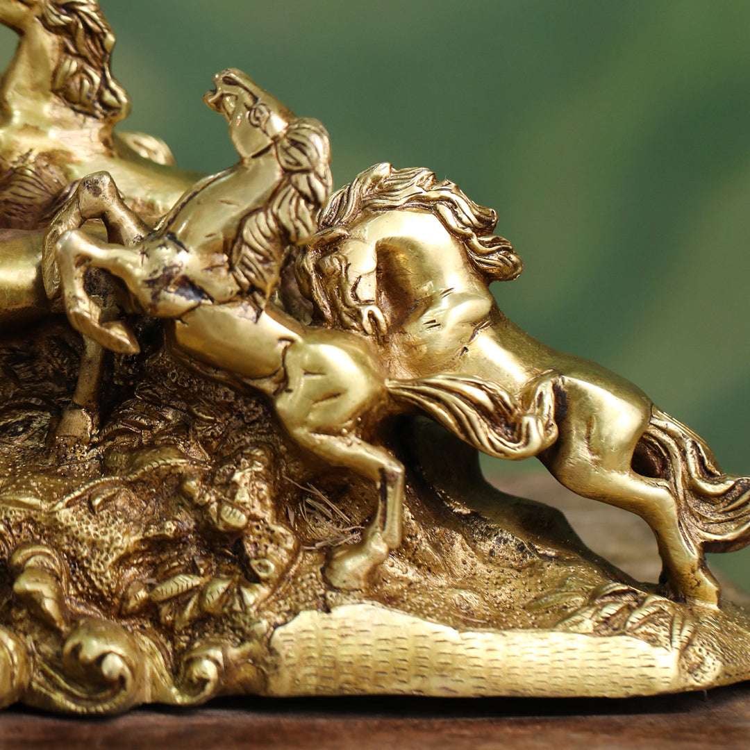 Brass Nine-Headed Horse Statue – Feng Shui Symbol of Power & Success (10.5 Inch) - Image 4