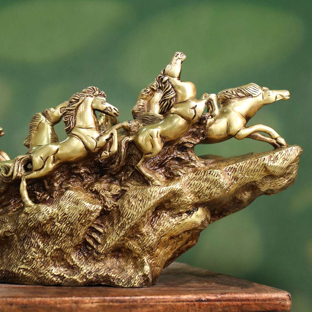 Brass Nine-Headed Horse Statue – Feng Shui Symbol of Power & Success (10.5 Inch) - Image 5