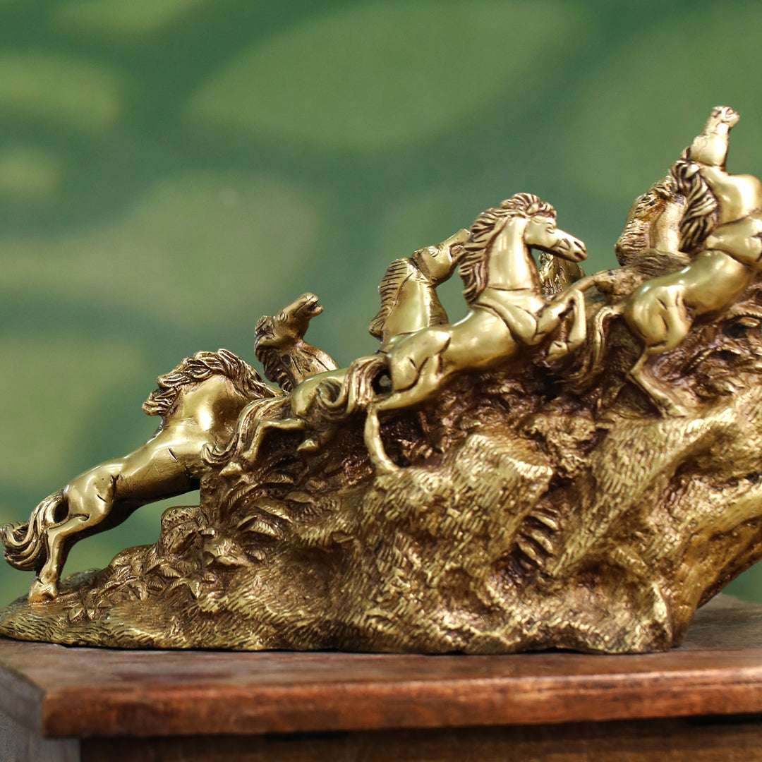 Brass Nine-Headed Horse Statue – Feng Shui Symbol of Power & Success (10.5 Inch) - Image 6