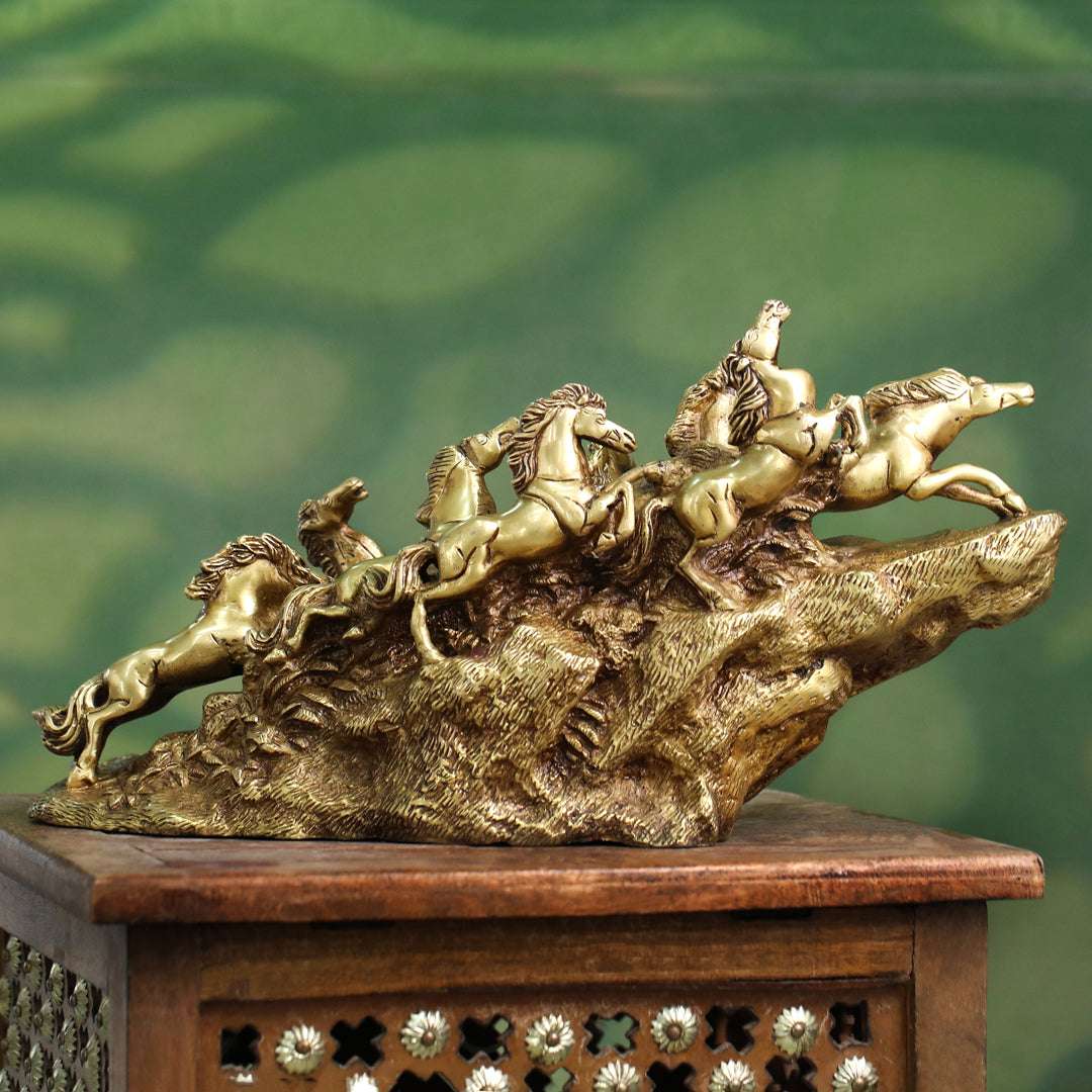 Brass Nine-Headed Horse Statue – Feng Shui Symbol of Power & Success (10.5 Inch) - Image 7