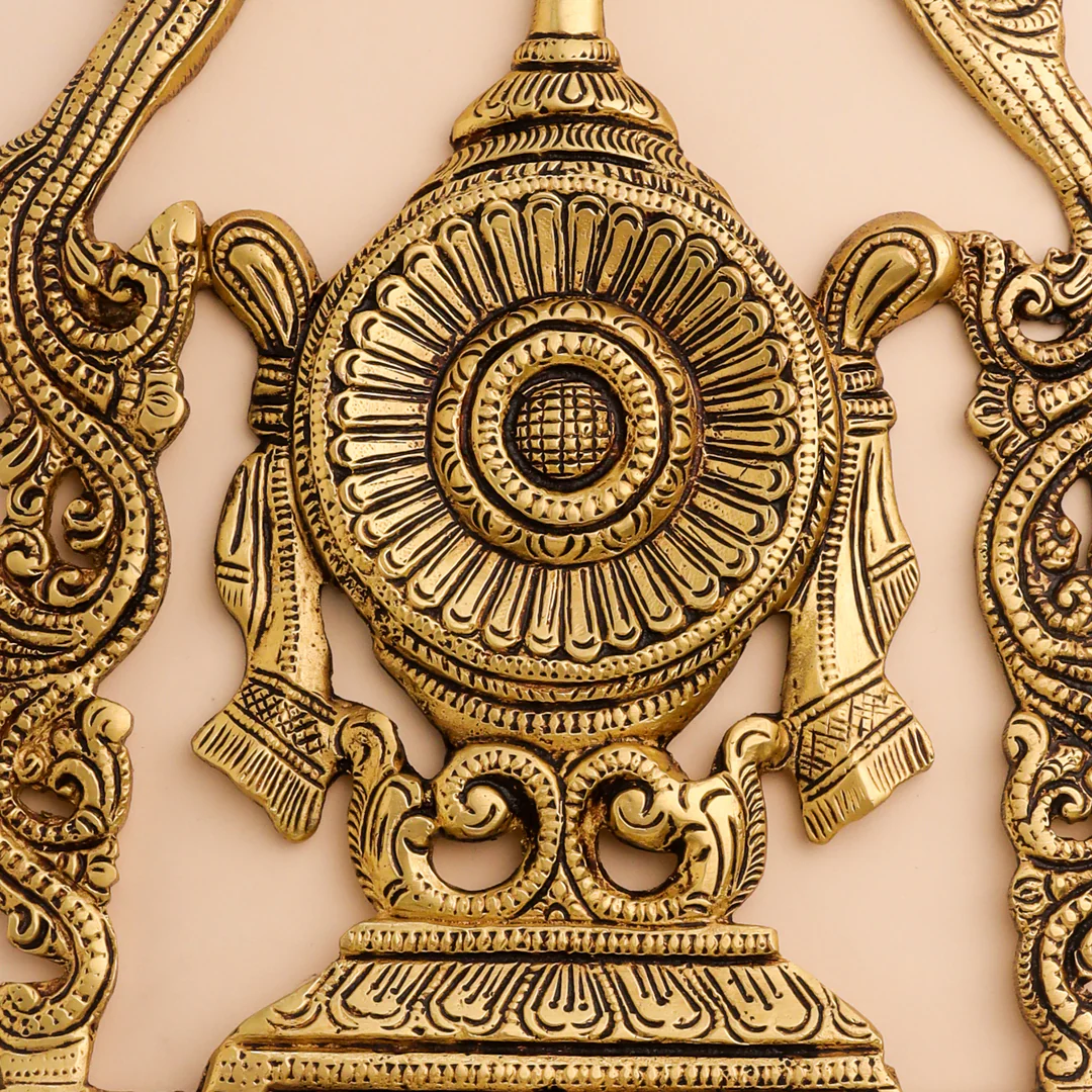 Brass Shankh Chakra Namah Wall Hanging Set (12.5 Inch) - Image 3