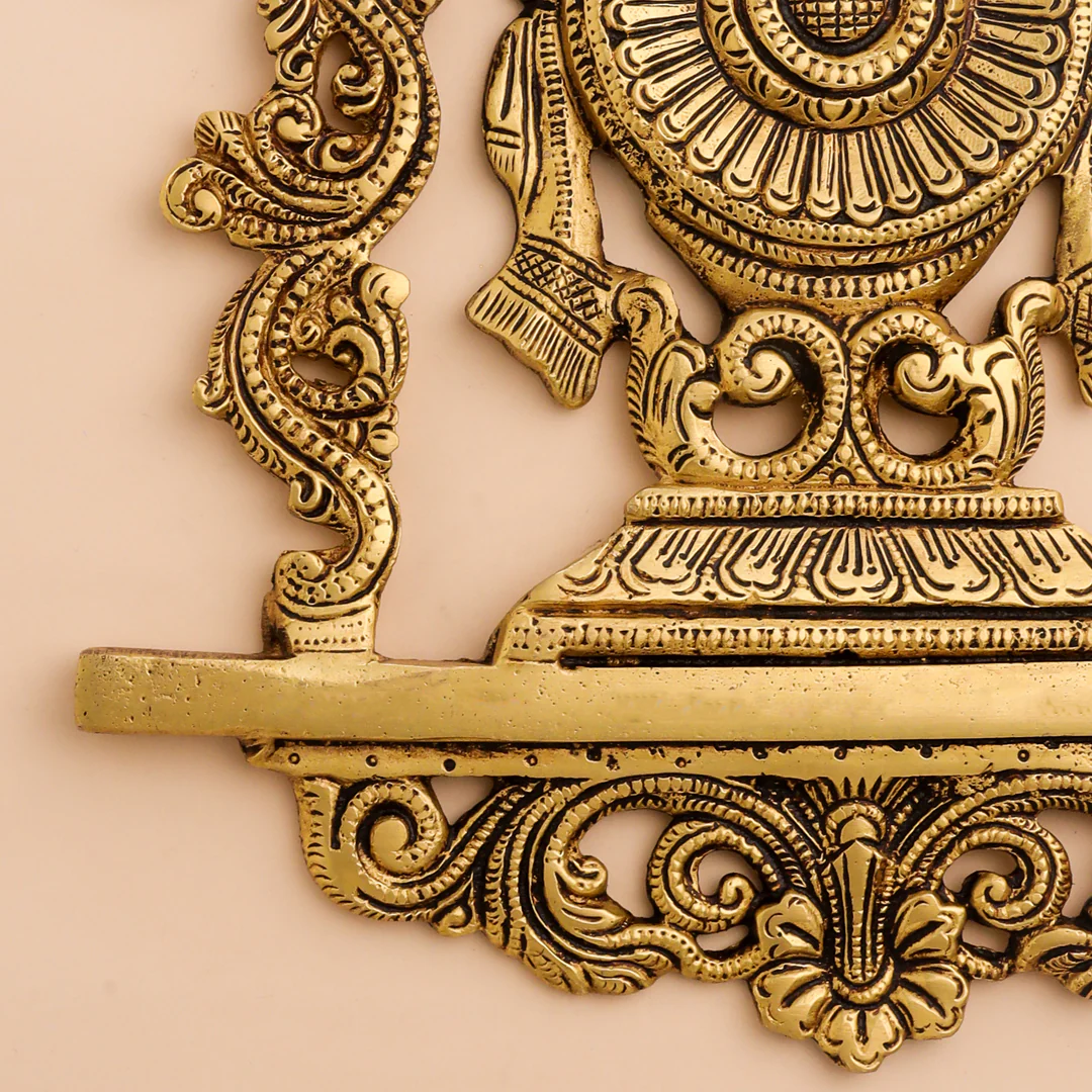 Brass Shankh Chakra Namah Wall Hanging Set (12.5 Inch) - Image 4