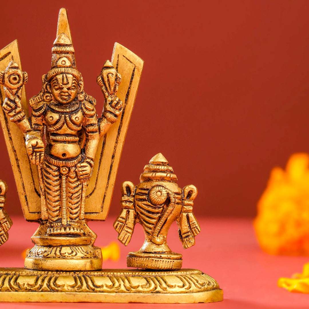 Brass Balaji, Shankh Chakra And Namah Showpiece (3.5 Inch) - Image 4