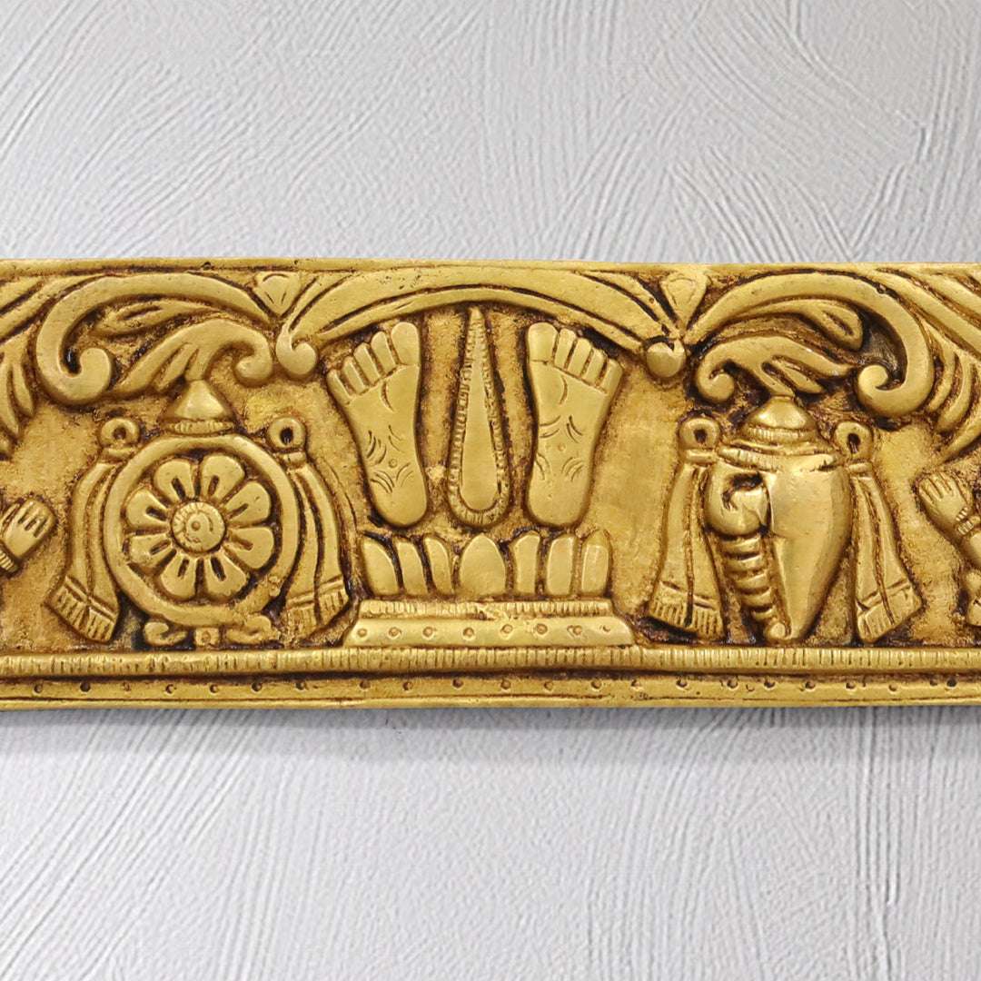 Divine Brass Wall Hanging – Shankh Chakra Namah with Hanuman & Garuda (9 Inch) - Image 3