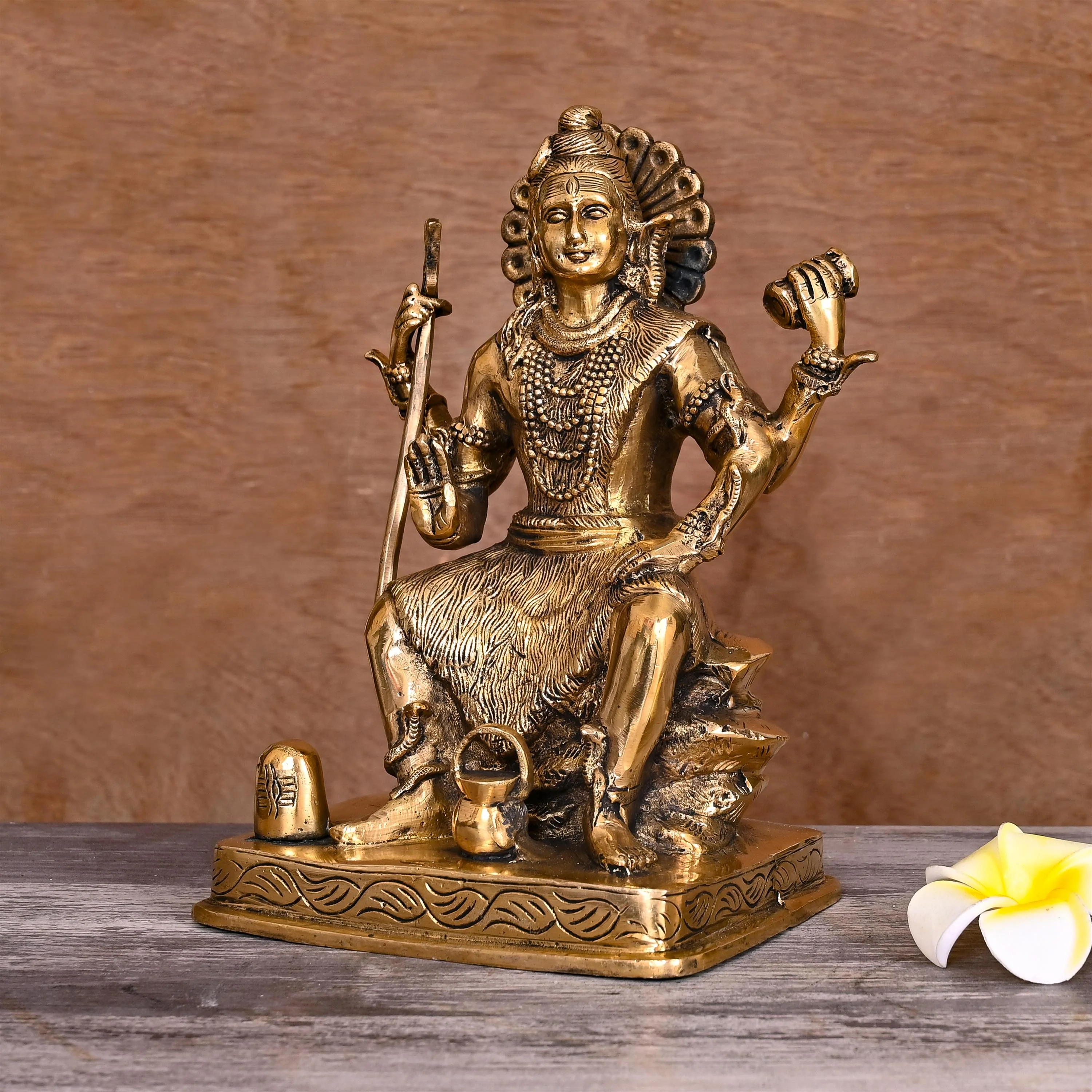 Brass Sitting Lord Shiva Statue (8.5 Inch) - Image 2