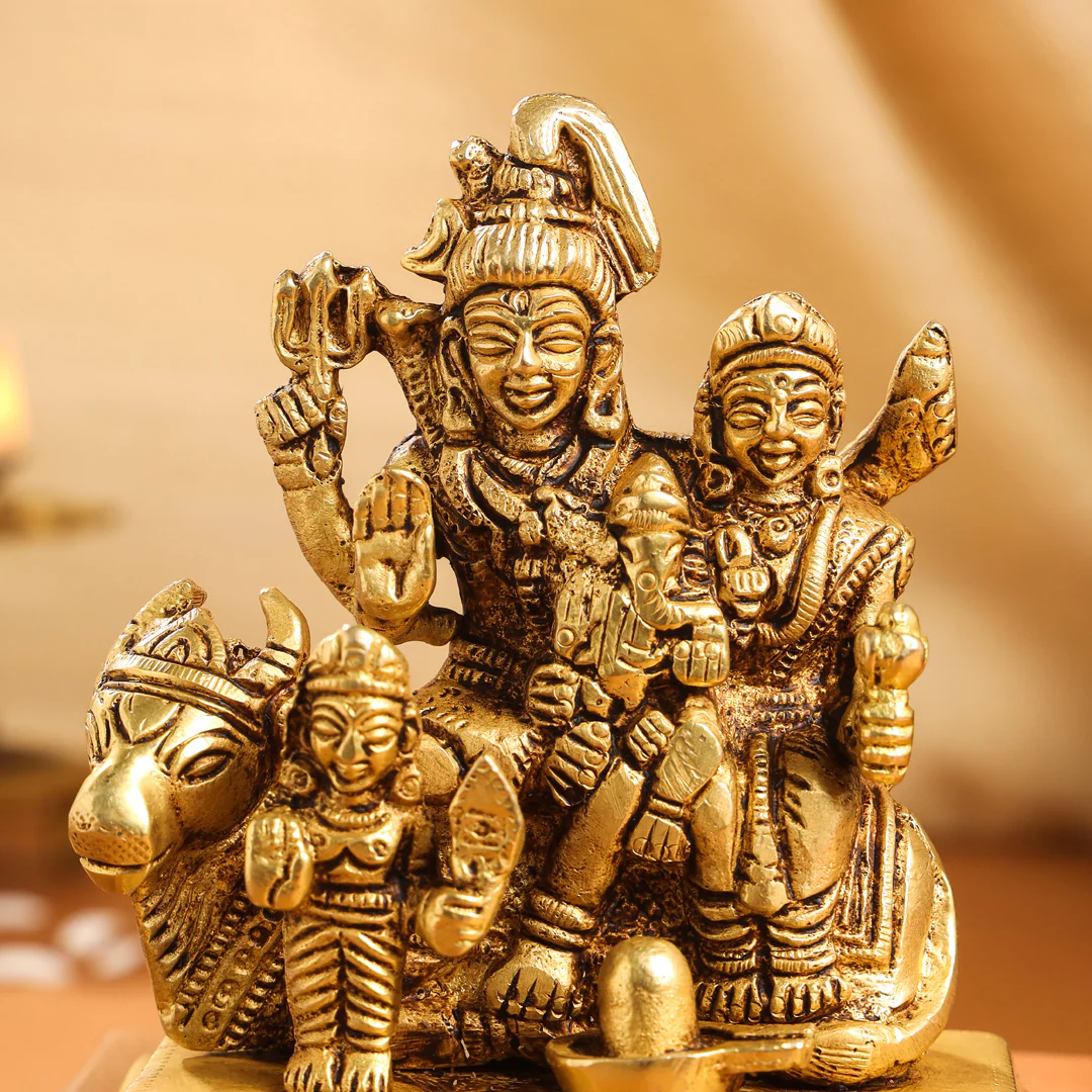 Brass Shiva Family Idol (4 Inch) - Image 5