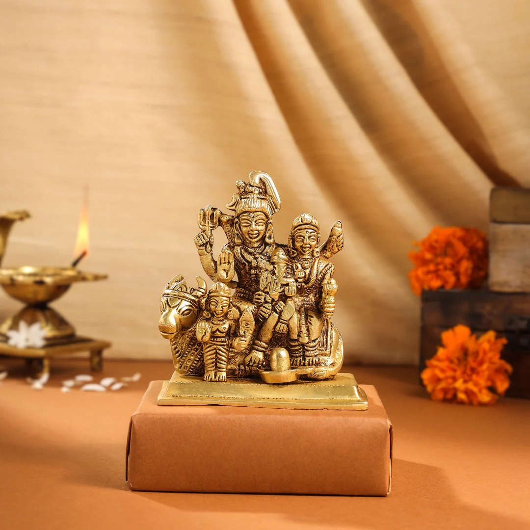 Brass Shiva Family Idol (4 Inch) - Image 6