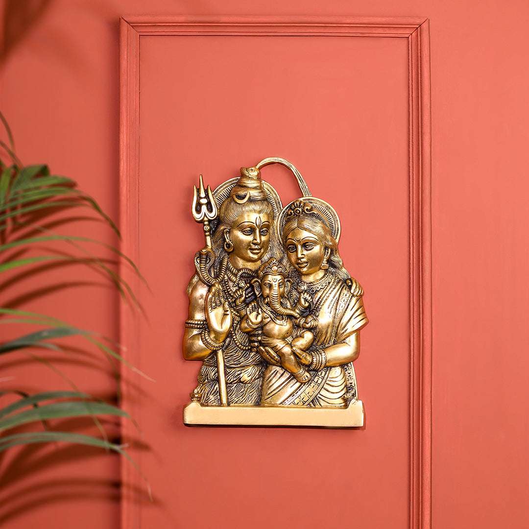 Brass Shiva Family wall hanging (11.5 Inch) - Image 2
