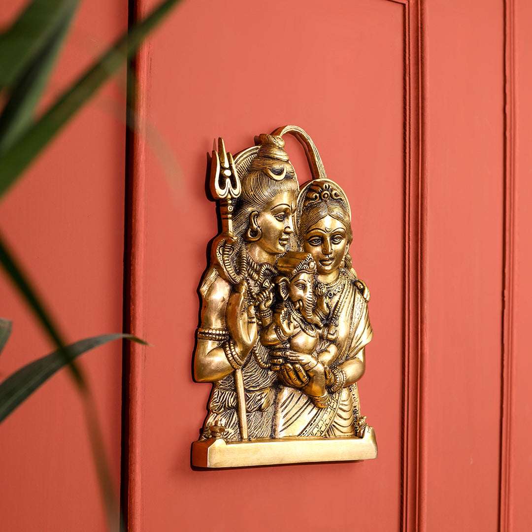 Brass Shiva Family wall hanging (11.5 Inch) - Image 4
