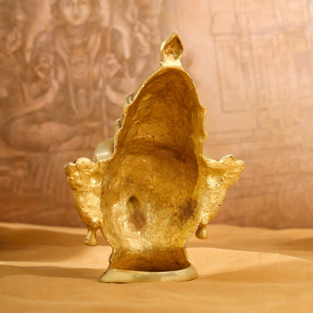 Brass Shiva And Parvati Head Statue (9 Inch) - Image 12