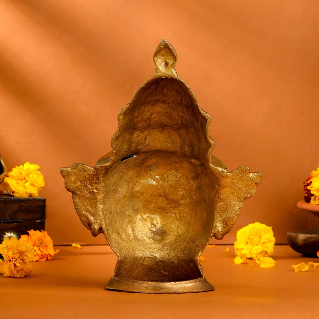 Brass Shiva And Parvati Head Statue (9 Inch) - Image 3