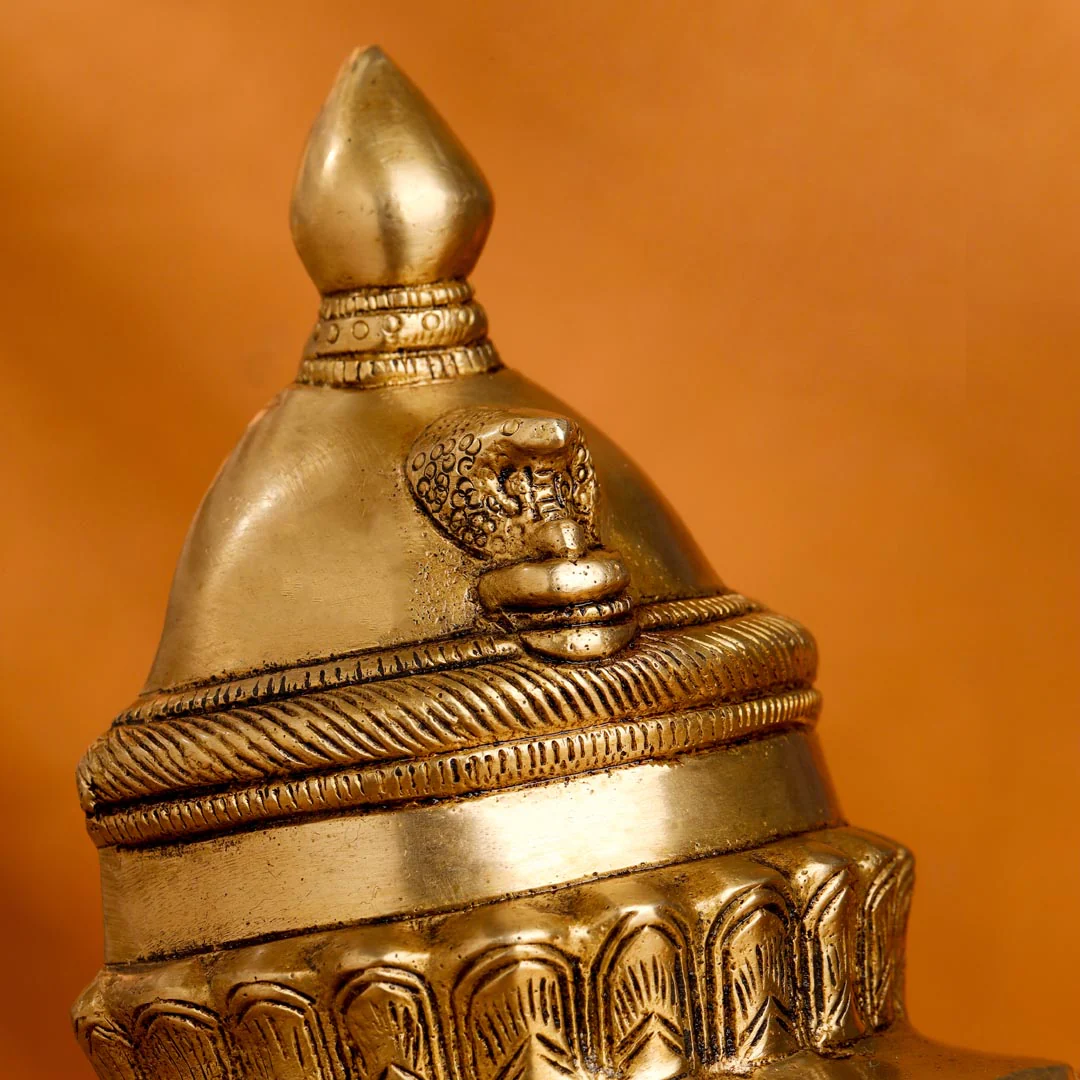 Brass Shiva And Parvati Head Statue (9 Inch) - Image 7