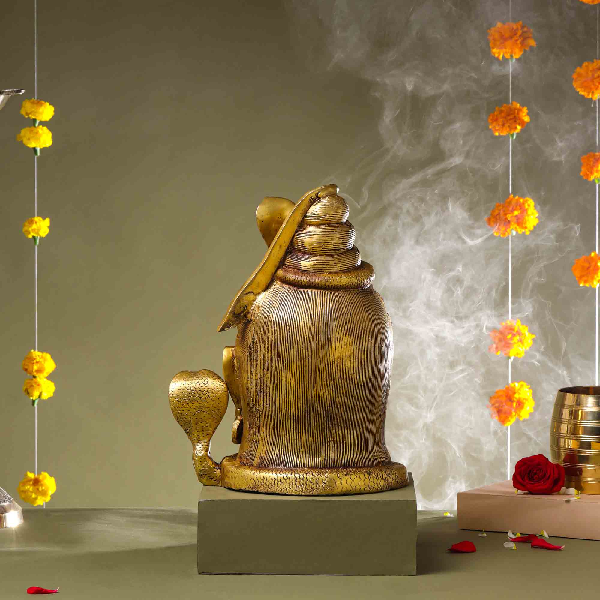 Brass Shiva Head Statue (12 Inch) - Image 3