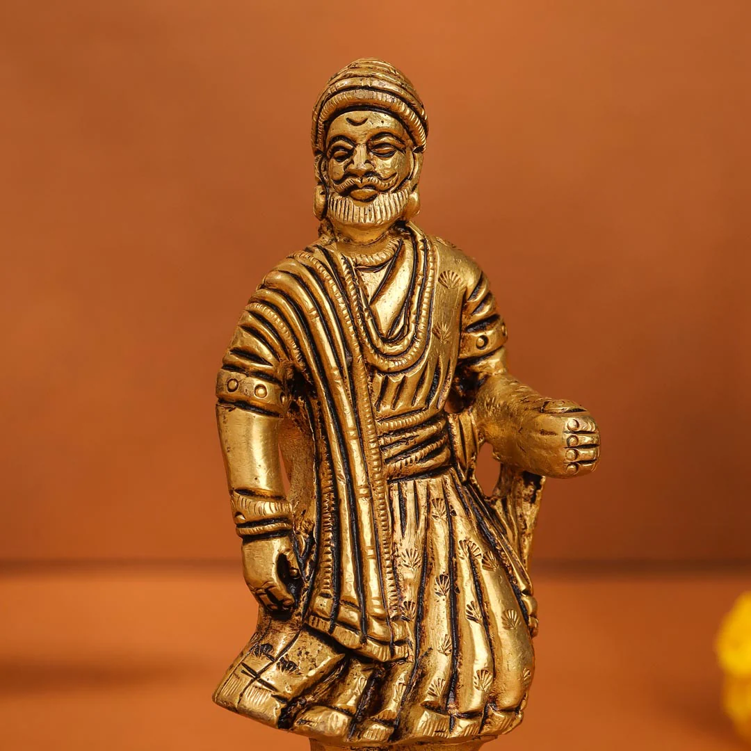 Brass Superfine Chatrapati Shivaji Maharaj Idol (4.2 Inch) - Image 3