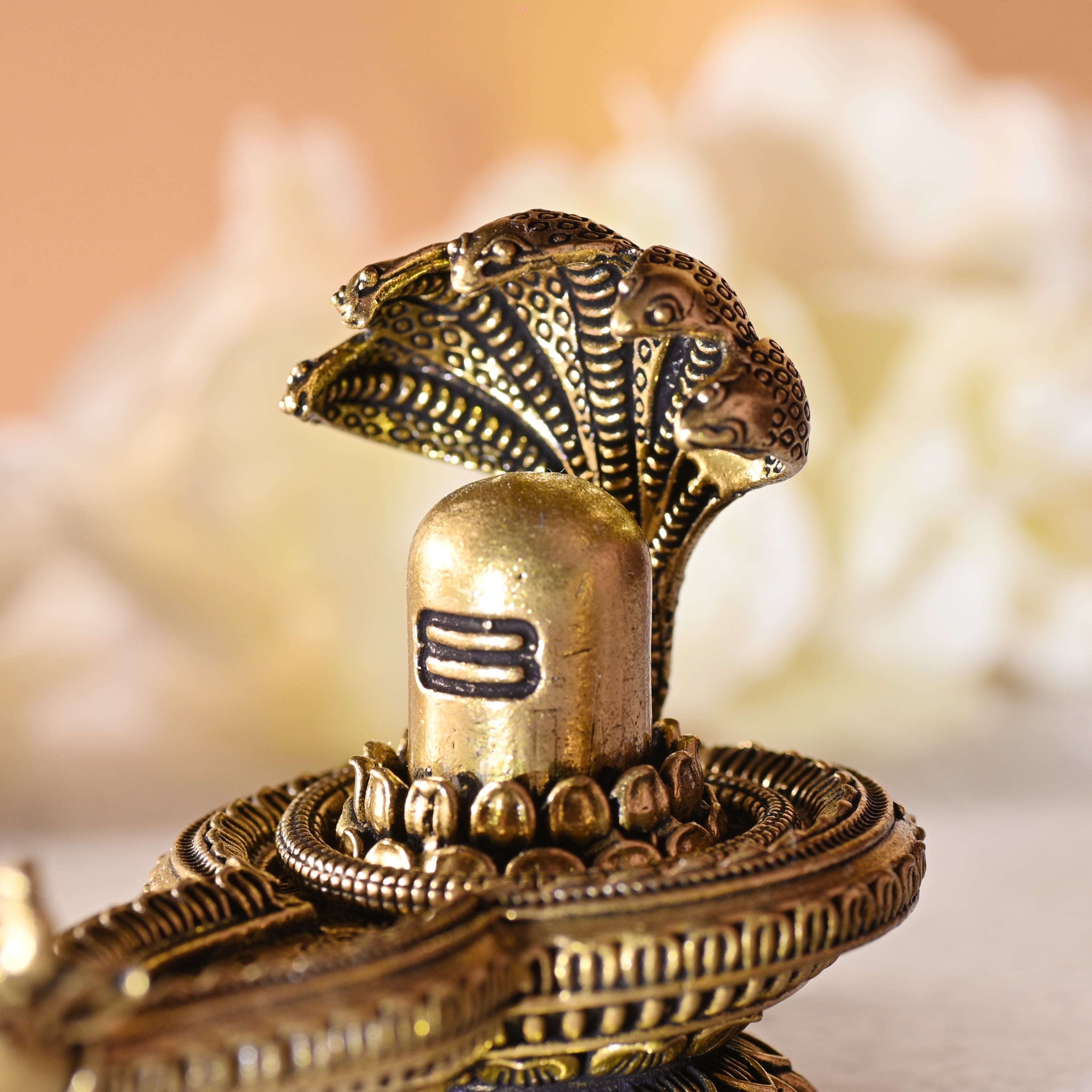 Brass Nandi Shivling with Sheshnaag Lightweight (2.8 Inch) - Image 5
