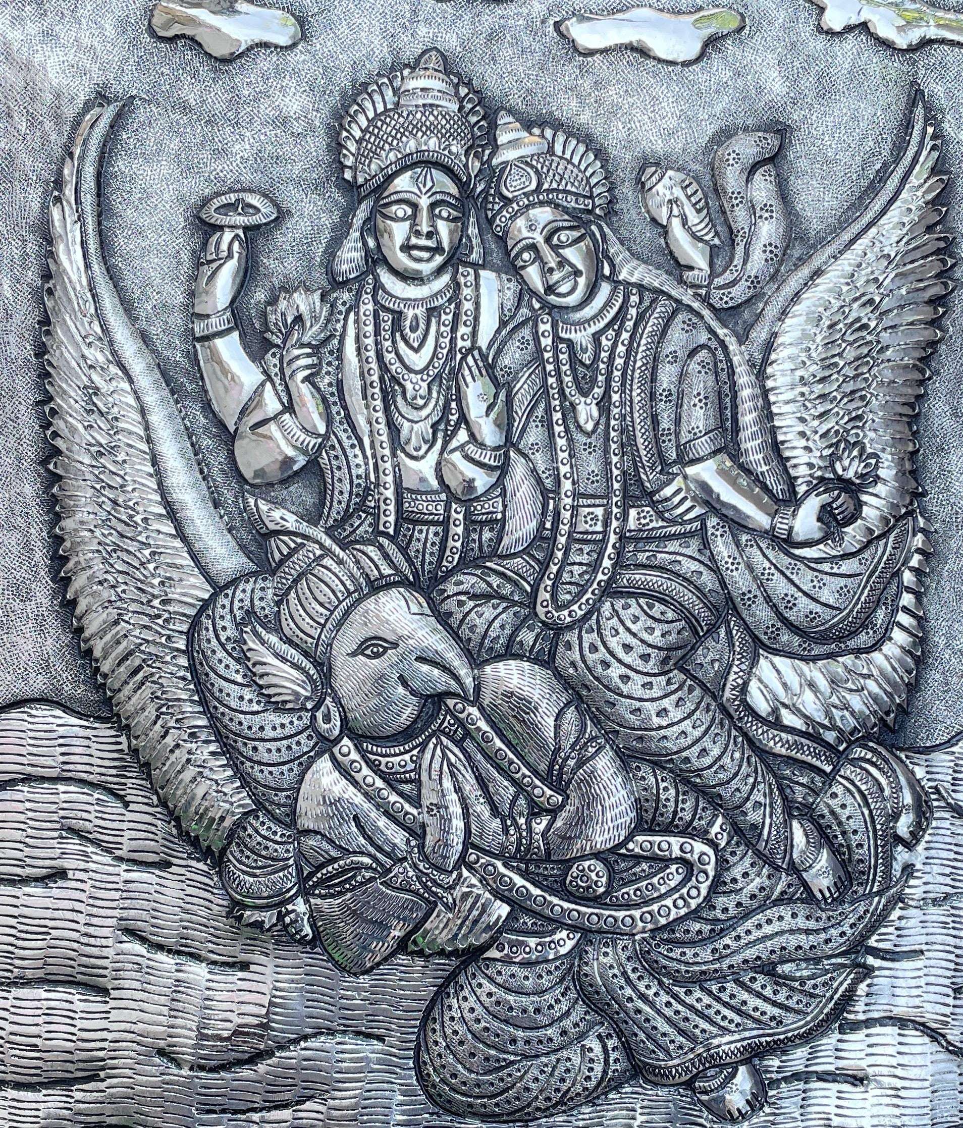 Brass Silver Plated Garuda Wall Hanging Plate (13.5 Inch) - Image 2