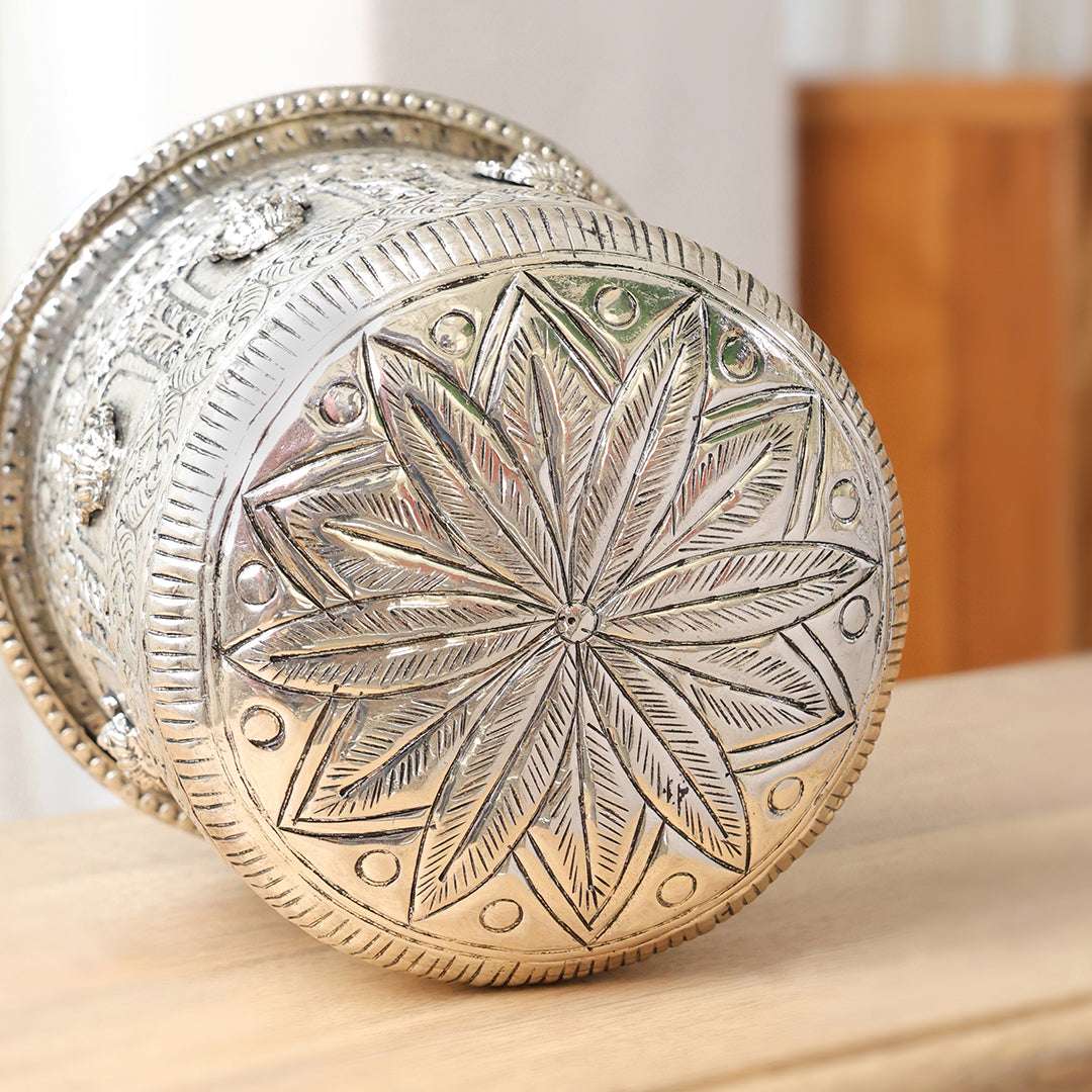 Brass Silver Plated Ashtalakshmi Decorative Pot - Image 6